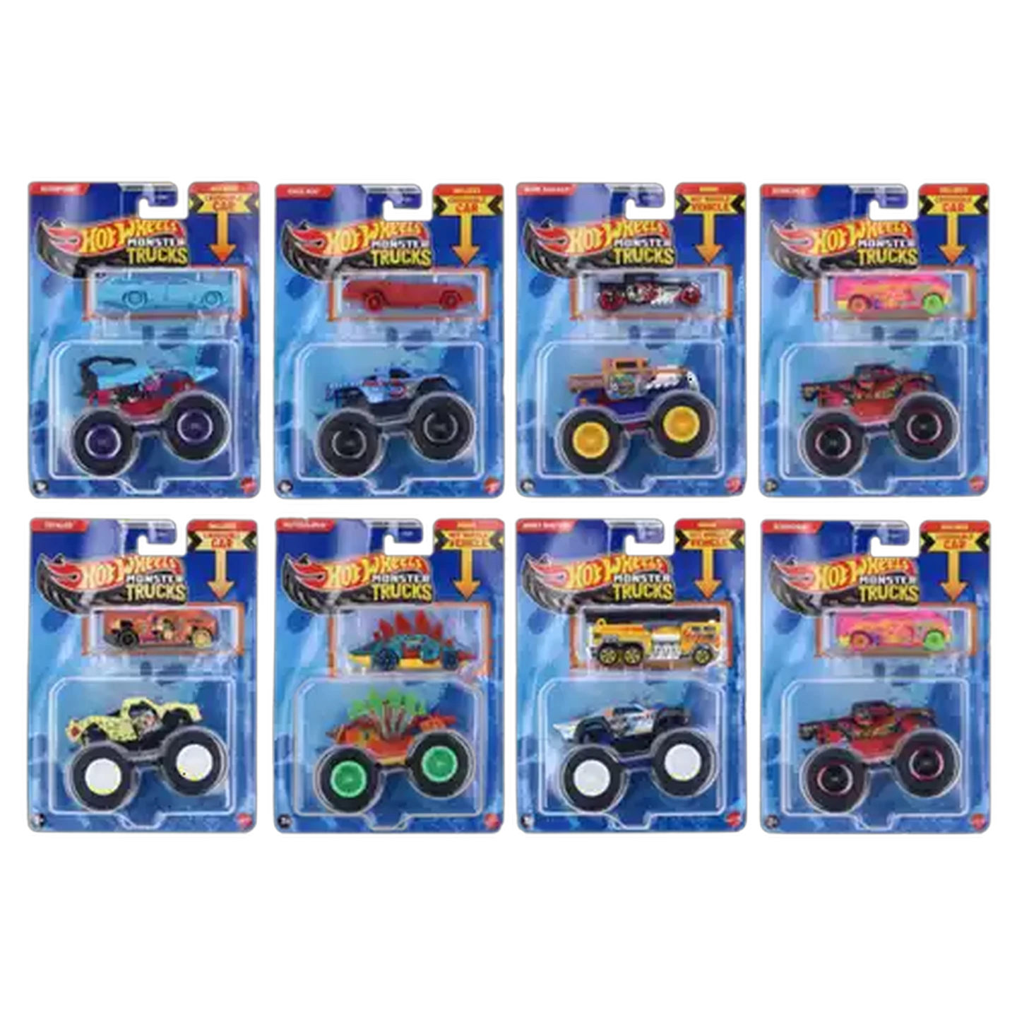 Image of Hot Wheels Monster Truck With Giant Wheels And Die-Cast Car 1:64 (Type May Vary)