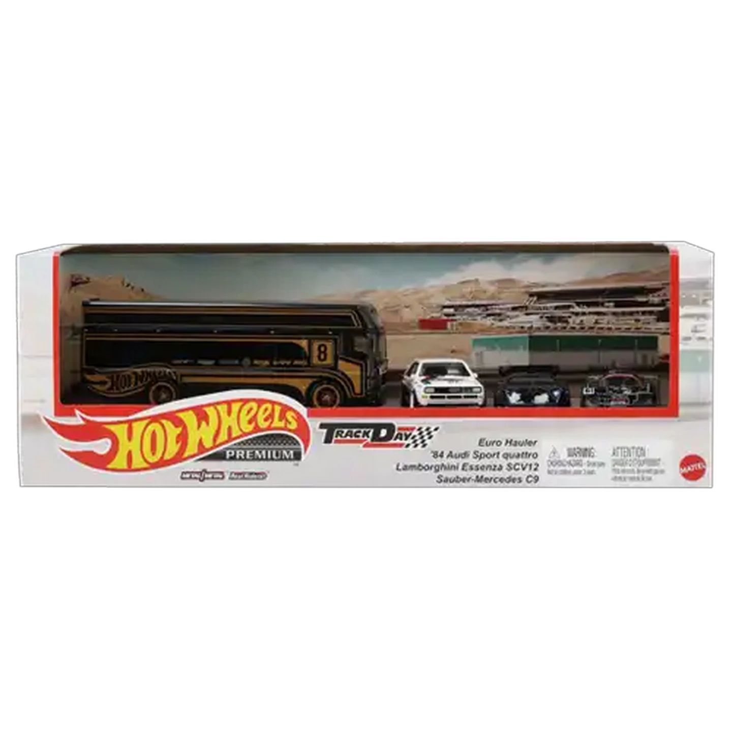 Image of Hot Wheels Premium Collector Display Set, 3 Cars & 1 Transporter (Type May Vary)