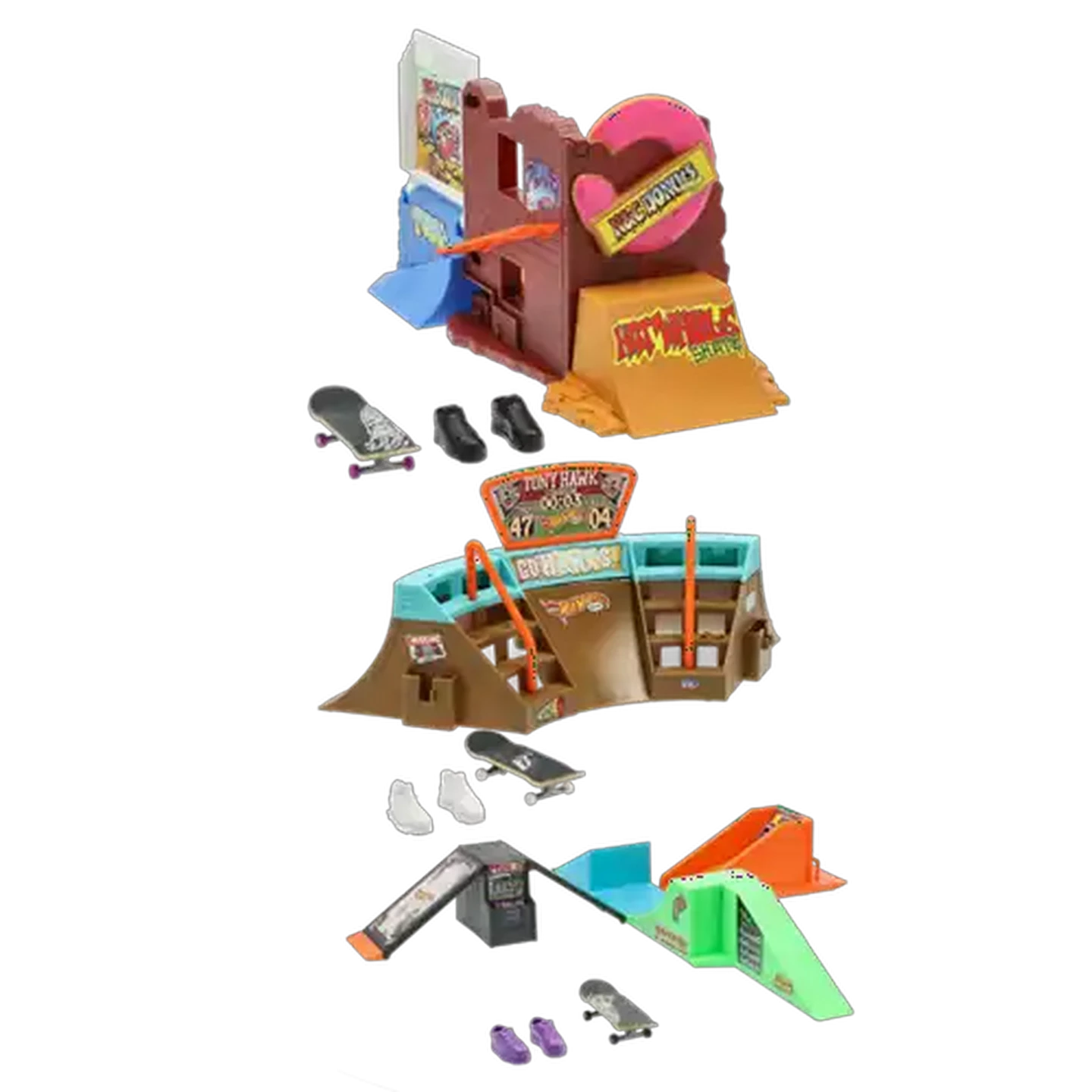 Image of Hot Wheels Skate Drop In Skate Set with Tony Hawk Fingerboard & Pair of Shoes