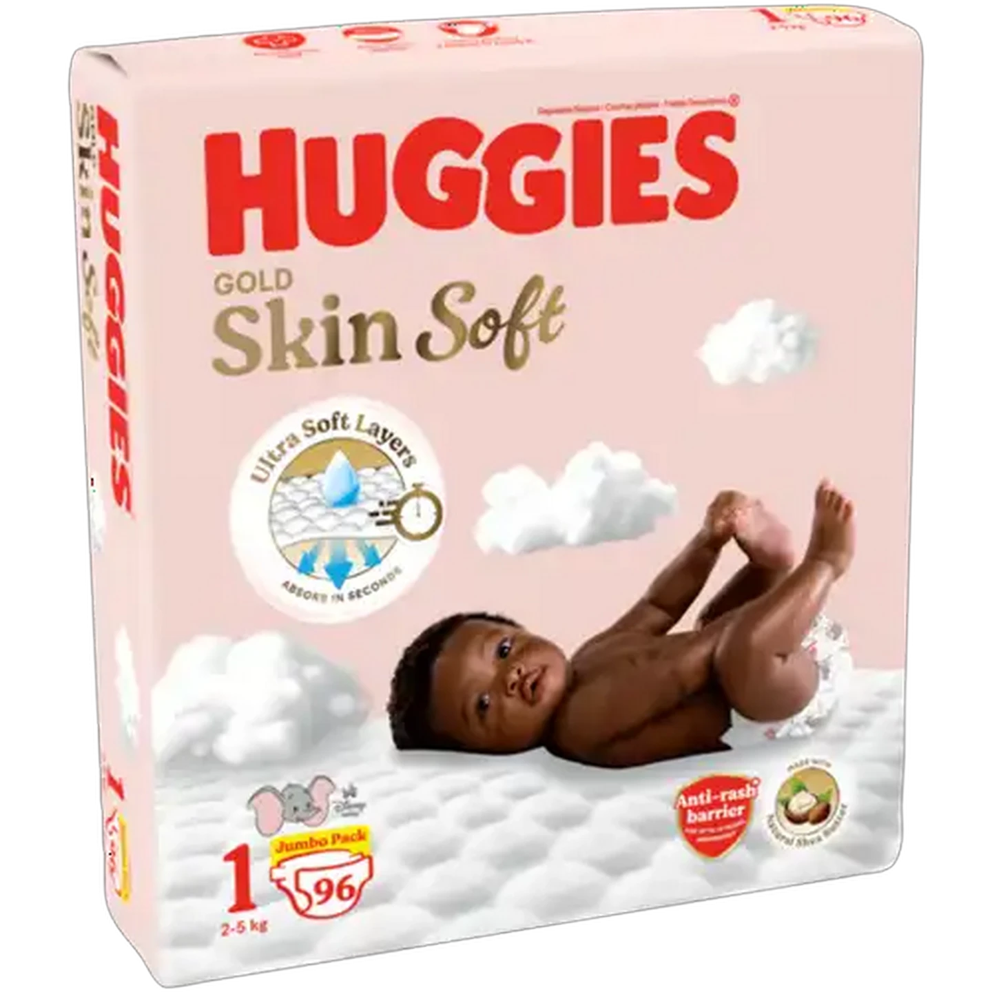 Image of Huggies Gold Skin Soft Size 1 Disposable Nappies 96 Pack
