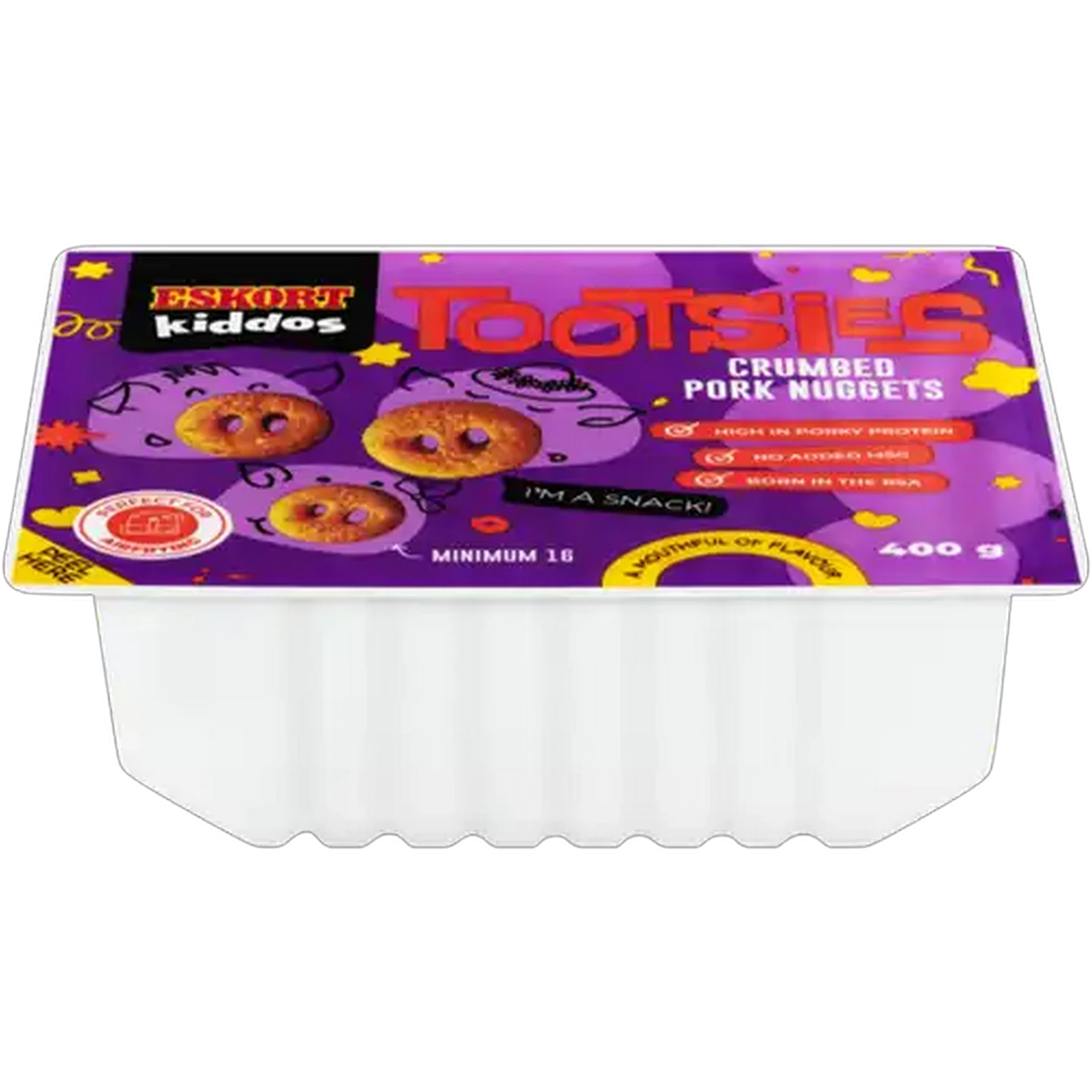 Image of Eskort Kiddos Frozen Tootsies Crumbed Pork Nuggets 400g