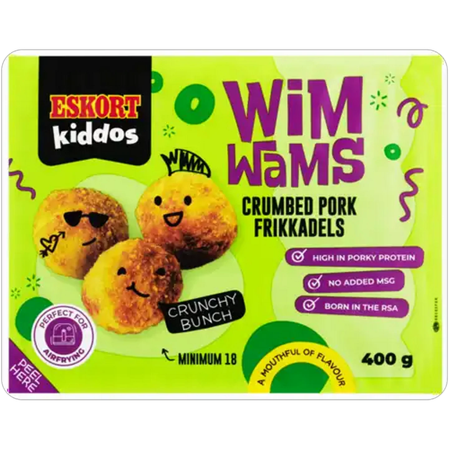 Image of Eskort Kiddos Frozen Wim Wams Crumbed Pork Frikkadels 400g