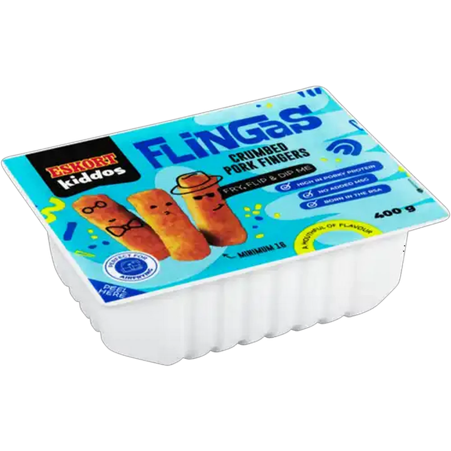 Image of Eskort Kiddos Frozen Flingas Crumbed Pork Fingers 400g