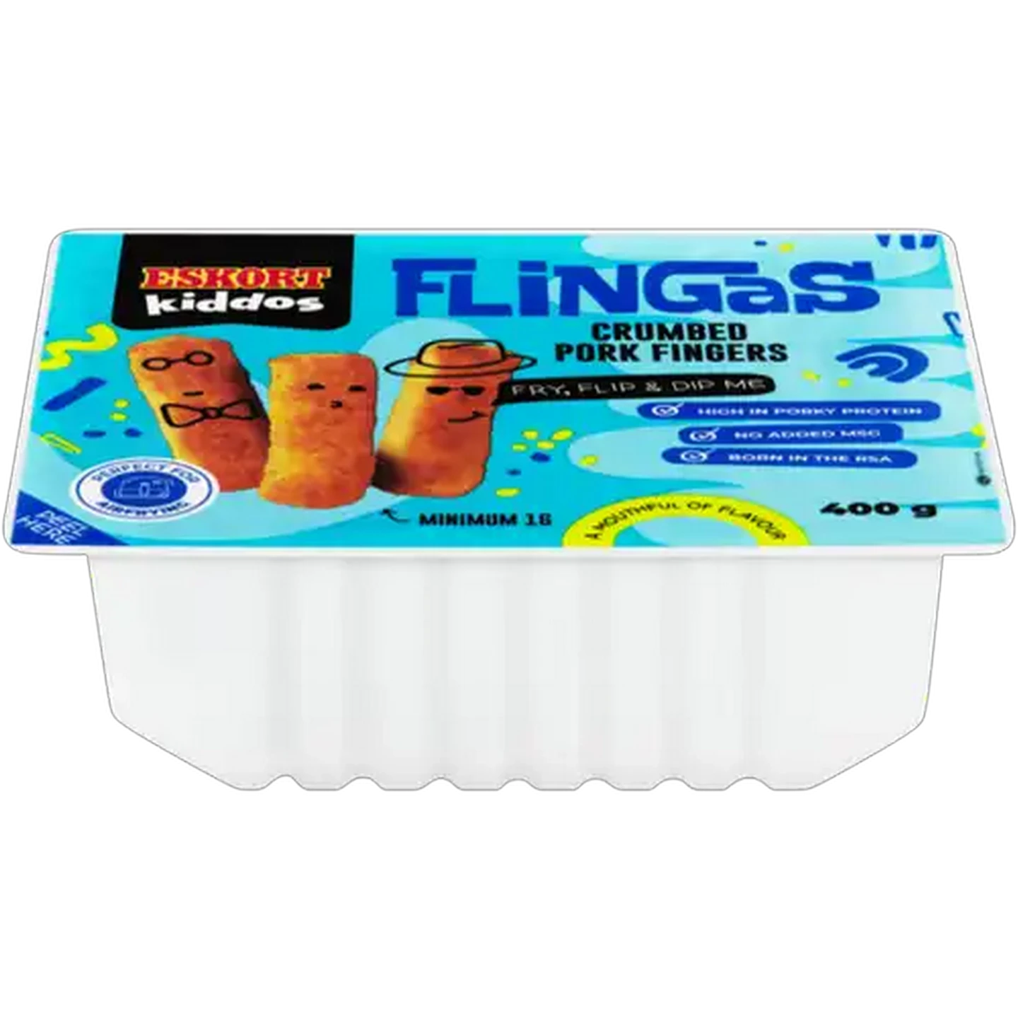 Image of Eskort Kiddos Frozen Flingas Crumbed Pork Fingers 400g