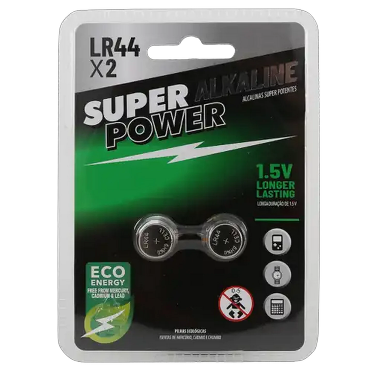 Image of Super Power Alkaline LR 44 Coin Batteries 2-Pack