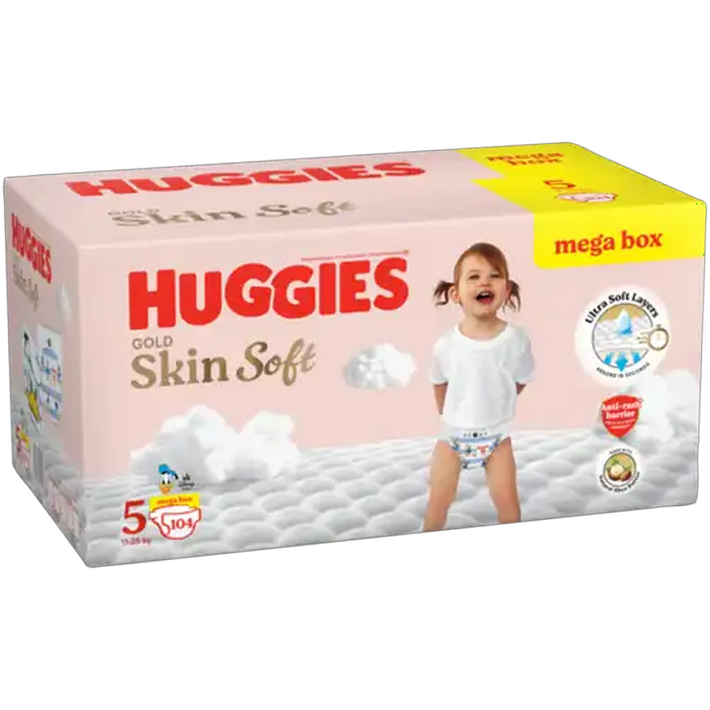 Image of Huggies Gold Skin Soft Size 5 Disposable Nappies 104 Pack