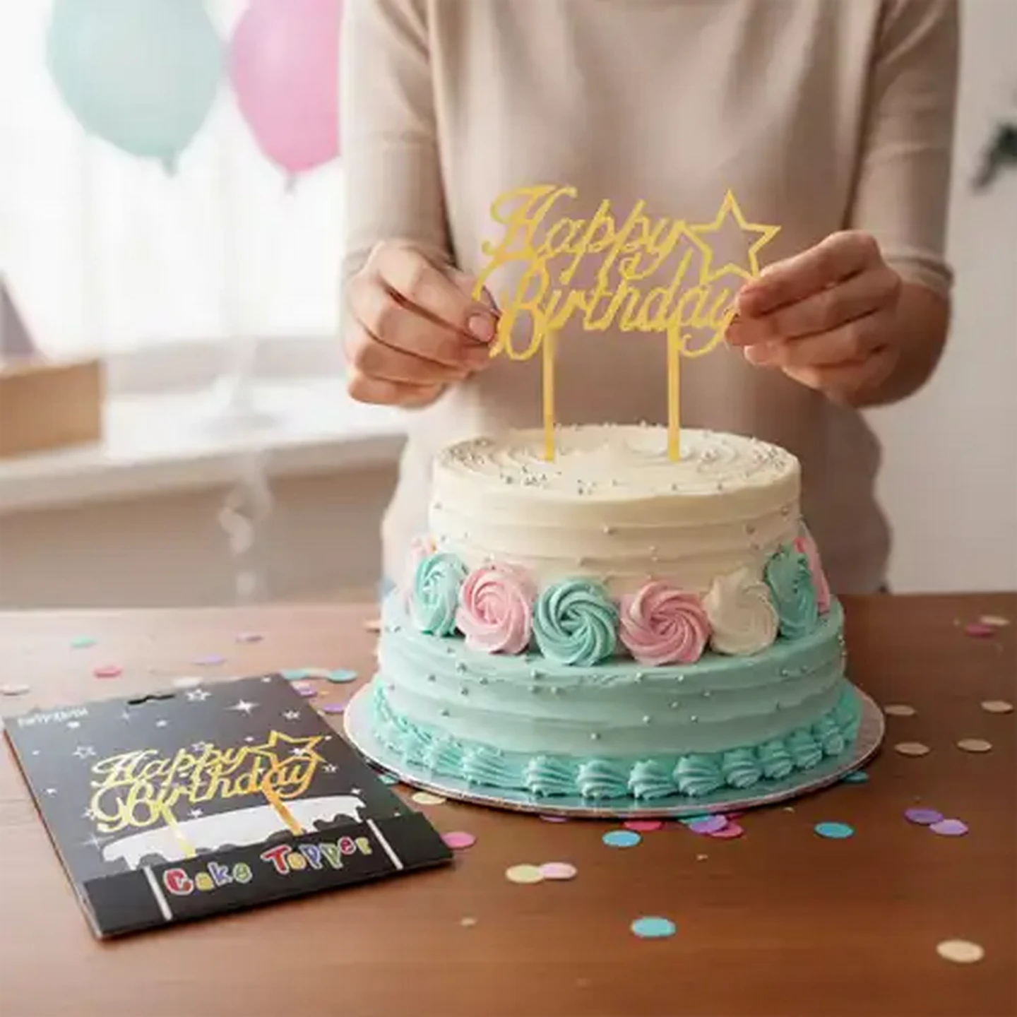 Image of Occasions Acrylic Gold Happy Birthday Cake Topper