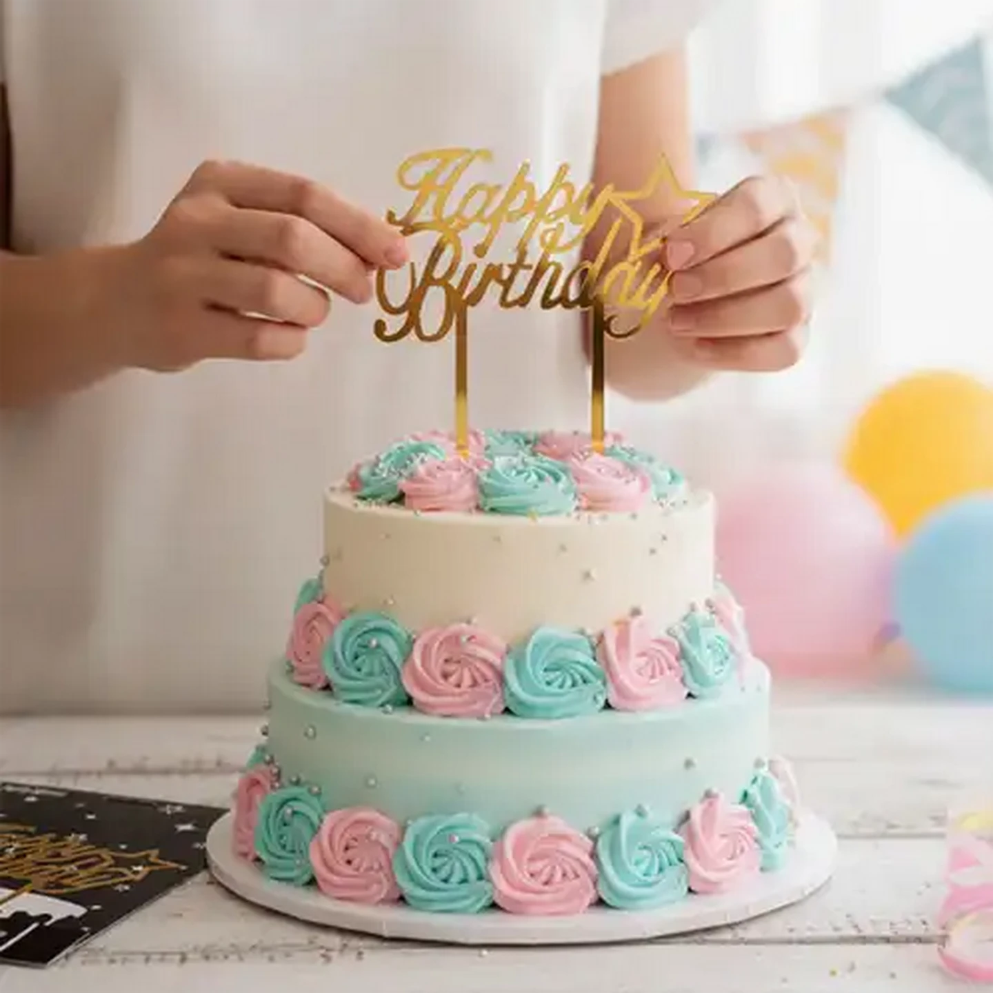 Image of Occasions Acrylic Gold Happy Birthday Cake Topper