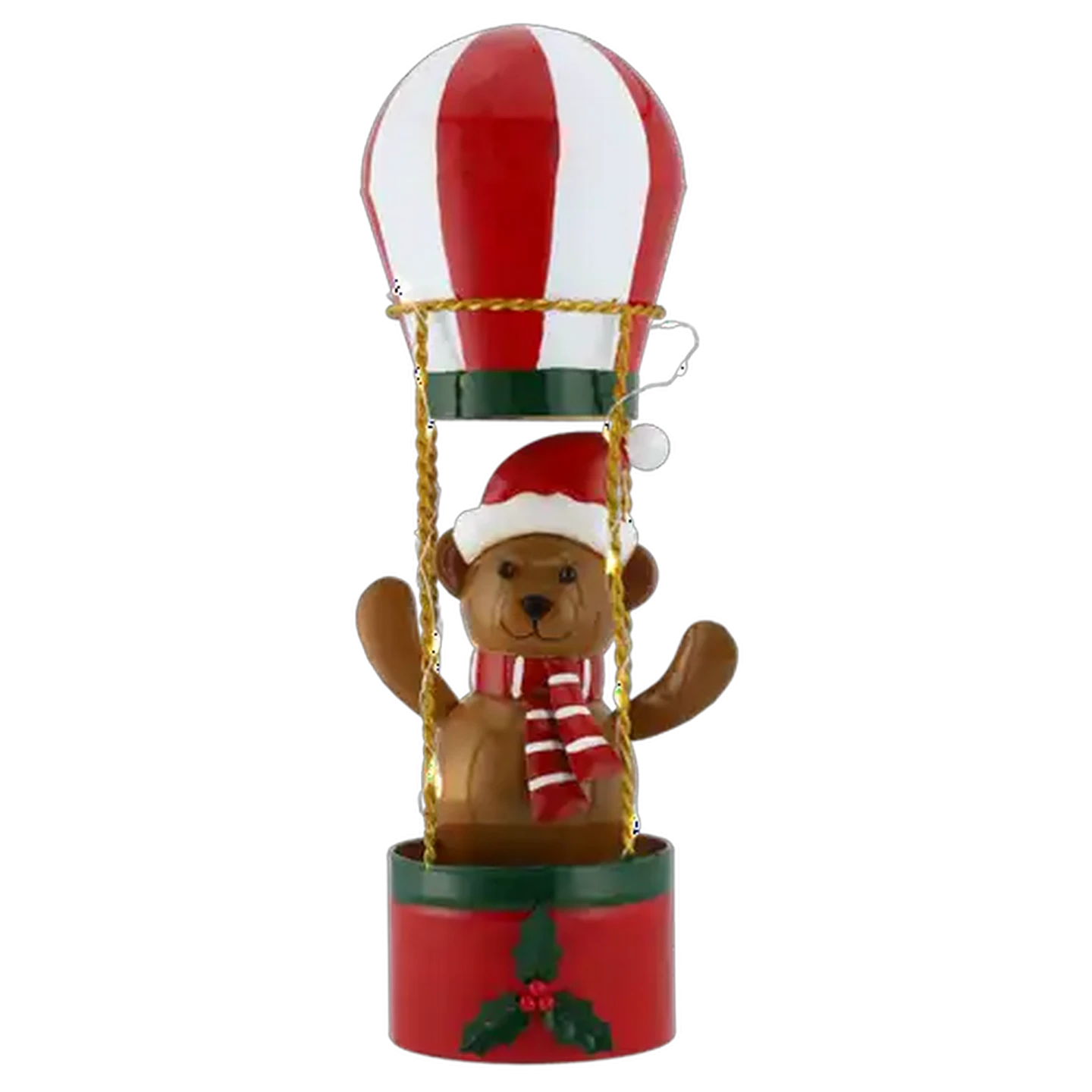 Image of Metal Bear in Hot Air Ballon with Lights 37cm