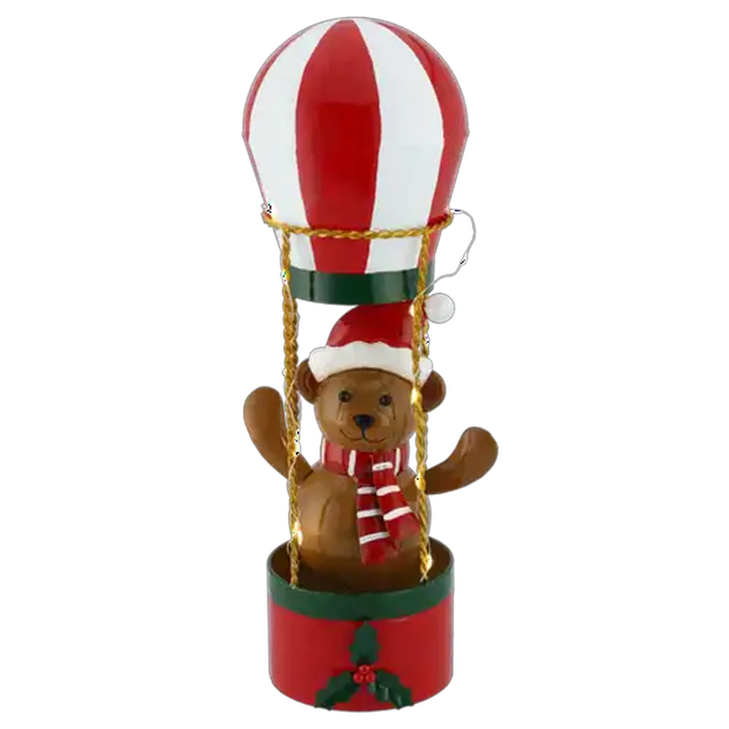 Image of Metal Bear in Hot Air Ballon with Lights 37cm