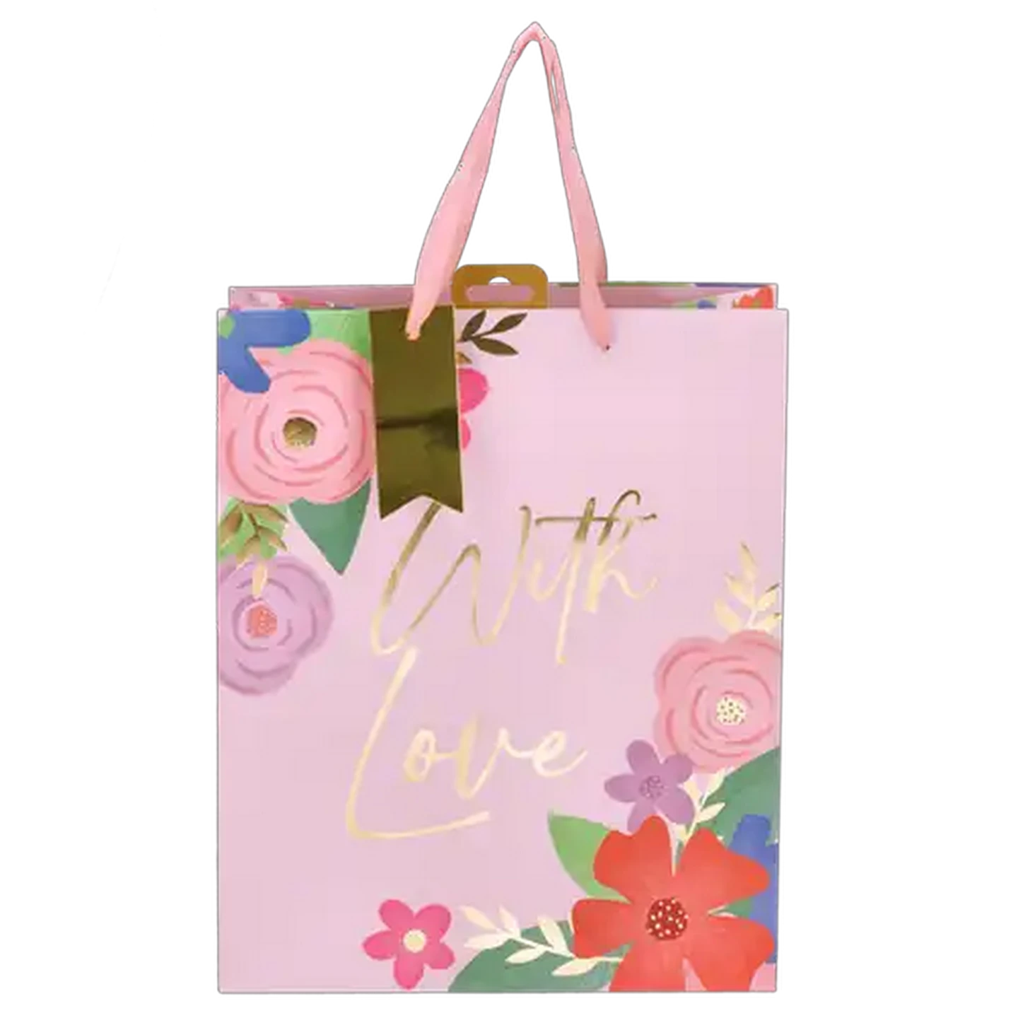 Image of With Love Large Flowers Mother's Day Foil Gift Bag