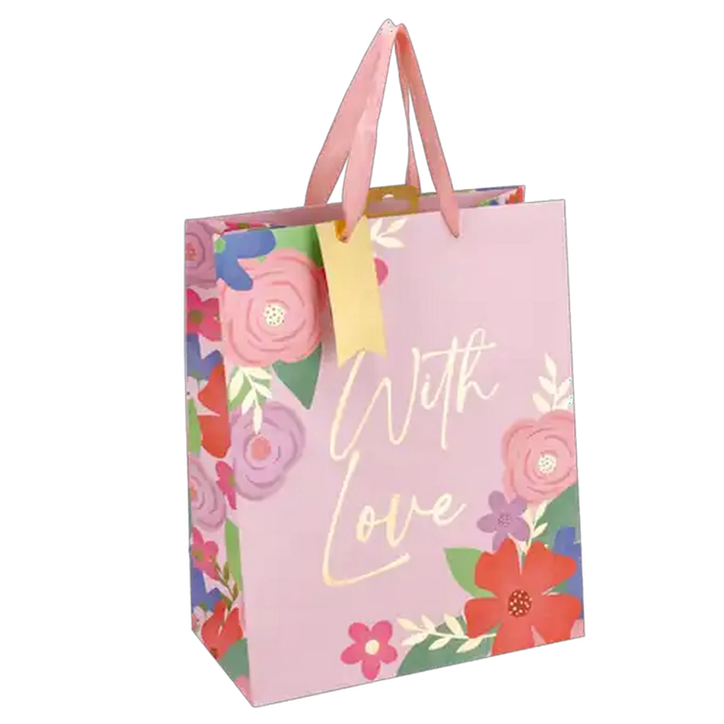Image of With Love Large Flowers Mother's Day Foil Gift Bag