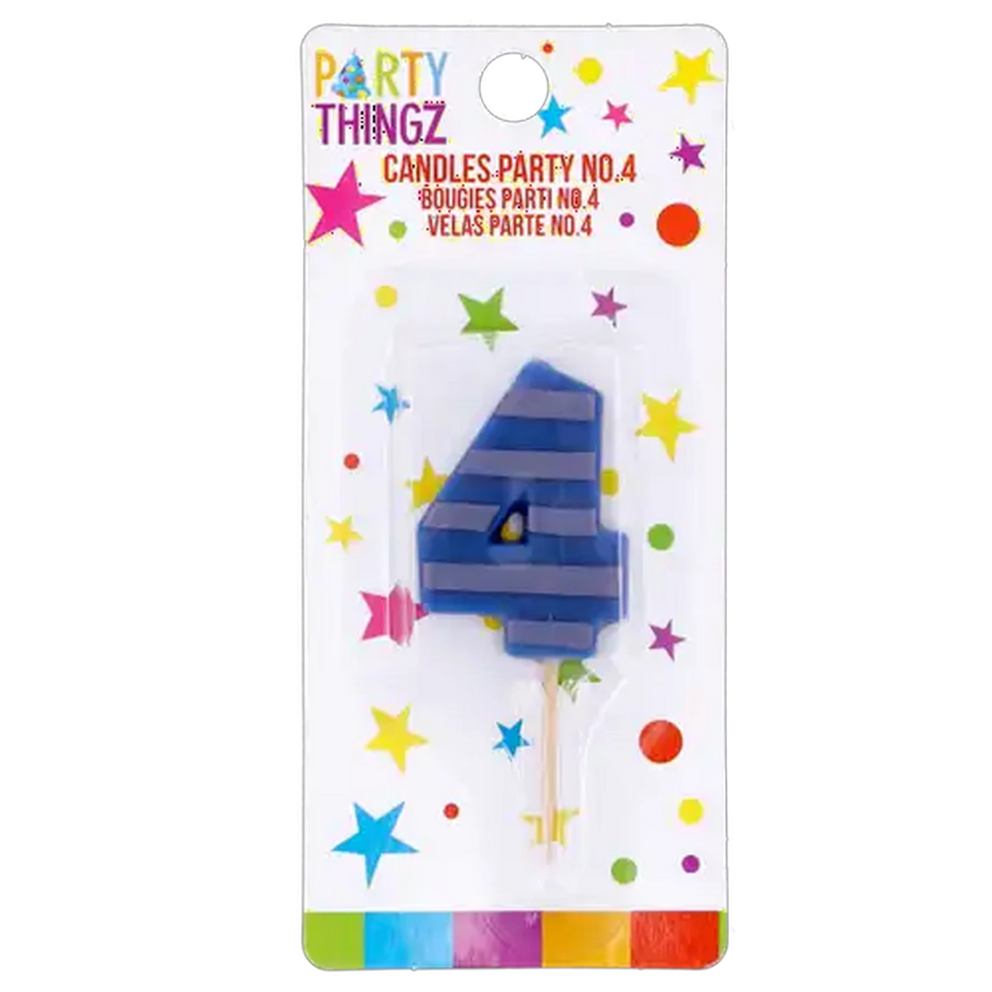 Image of Party Thingz Multicoloured Number 4 Party Candle