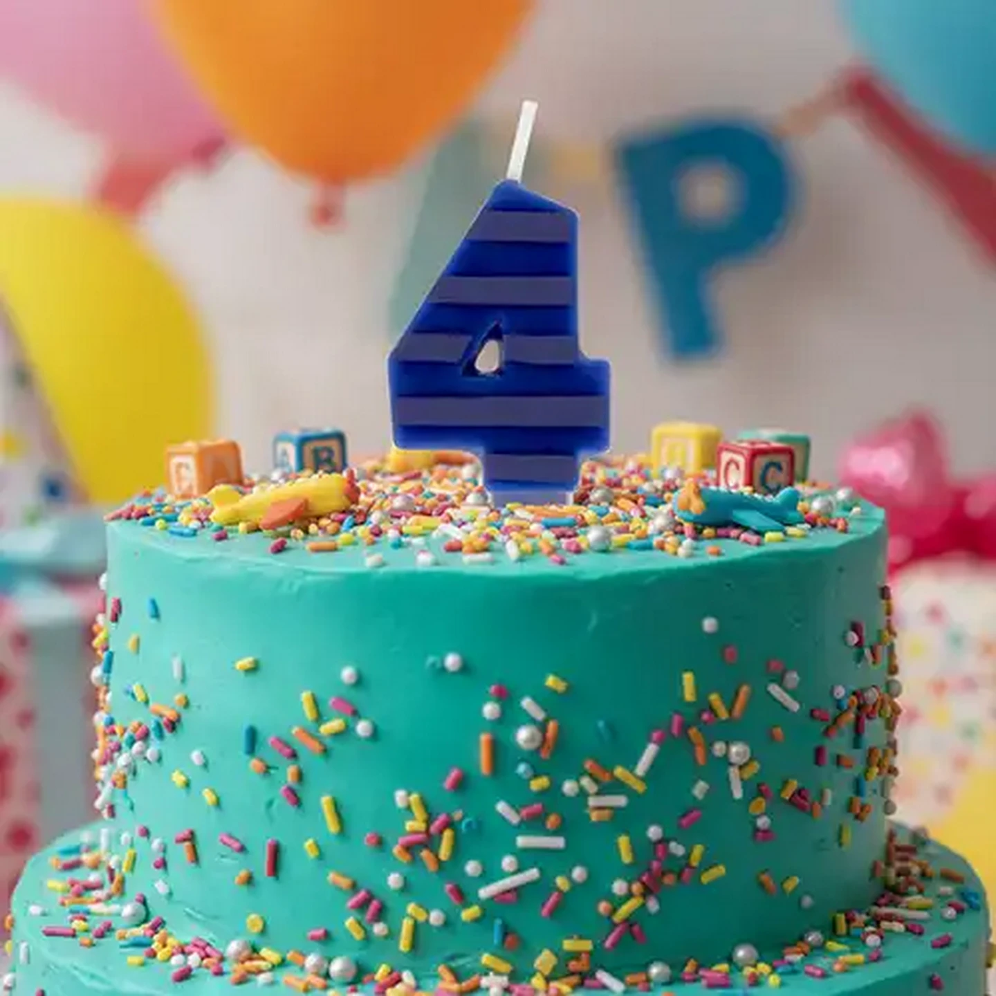 Image of Party Thingz Multicoloured Number 4 Party Candle