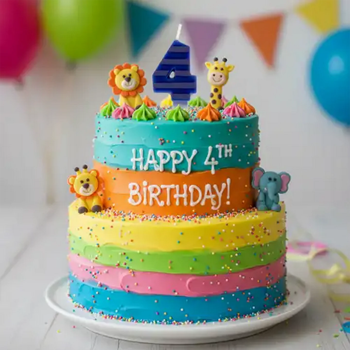 Image of Party Thingz Multicoloured Number 4 Party Candle