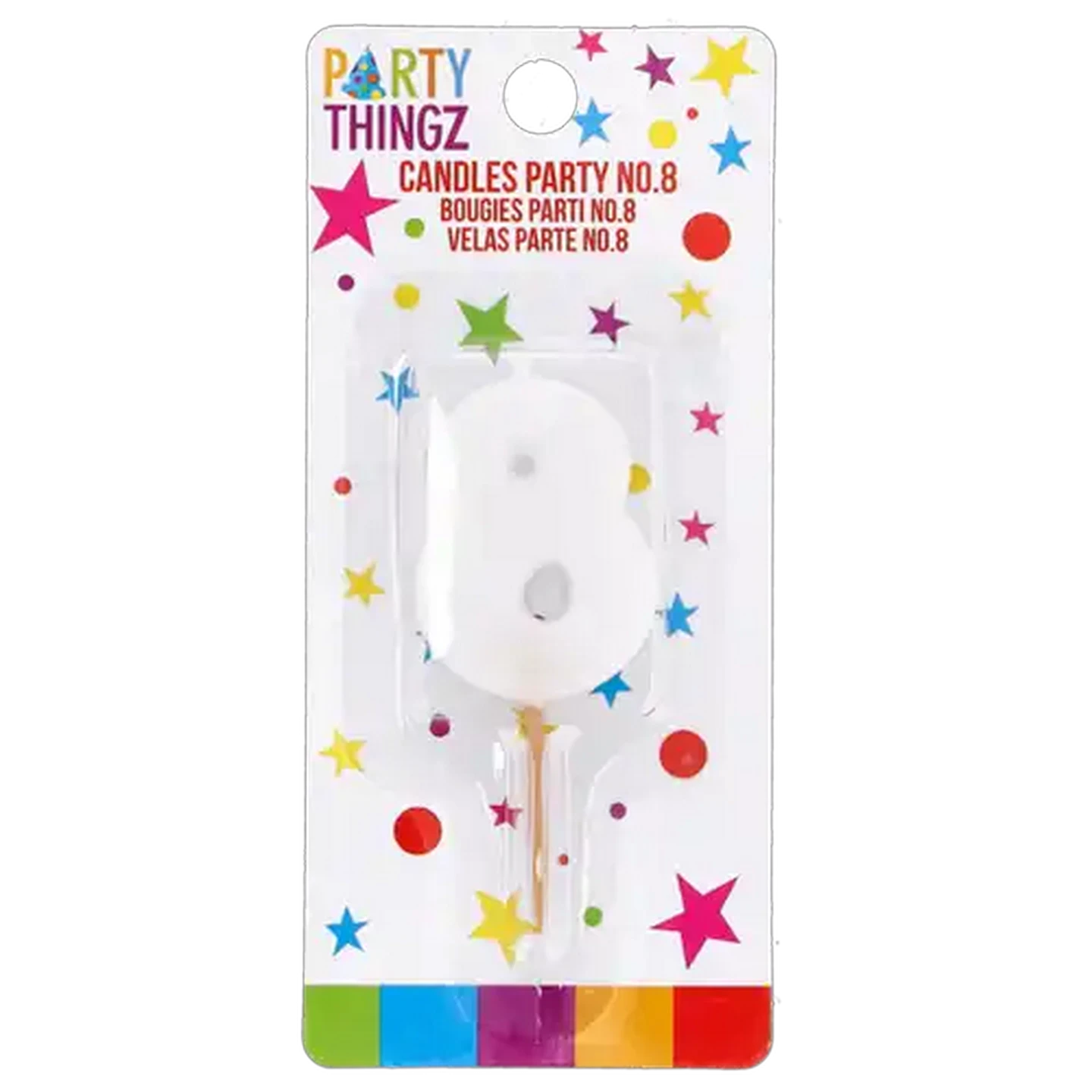 Image of Party Thingz White Number 8 Party Candle