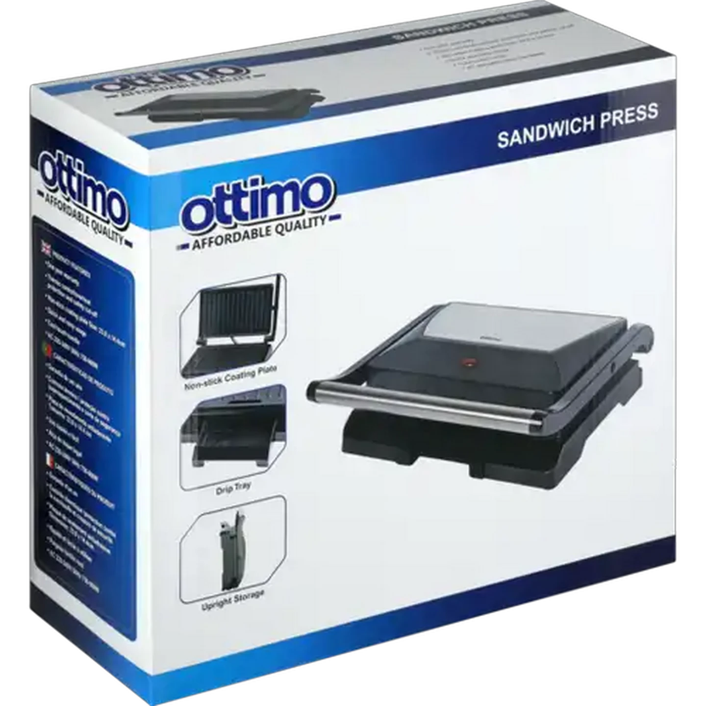 Image of Ottimo Black Stainless Steel 2-Slice Sandwich Press