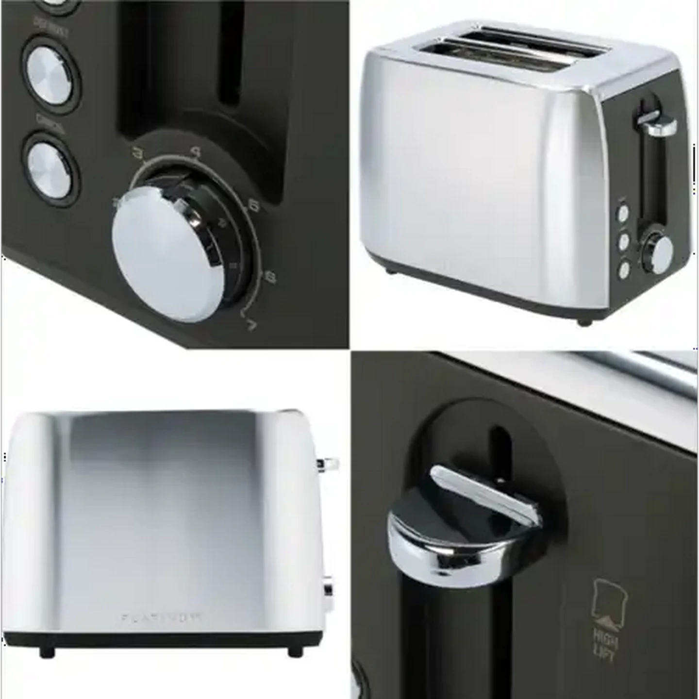 Image of Platinum Stainless Steel 2-Slice Toaster 900W