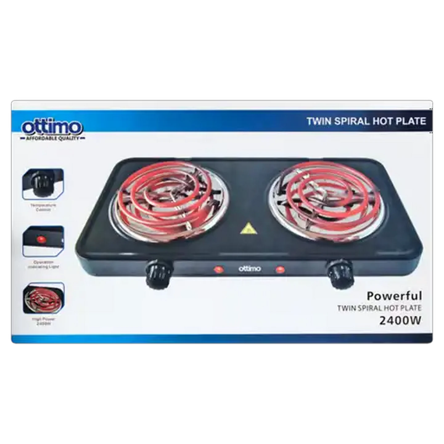 Image of Ottimo Twin Spiral Hot Plate Black 2400W