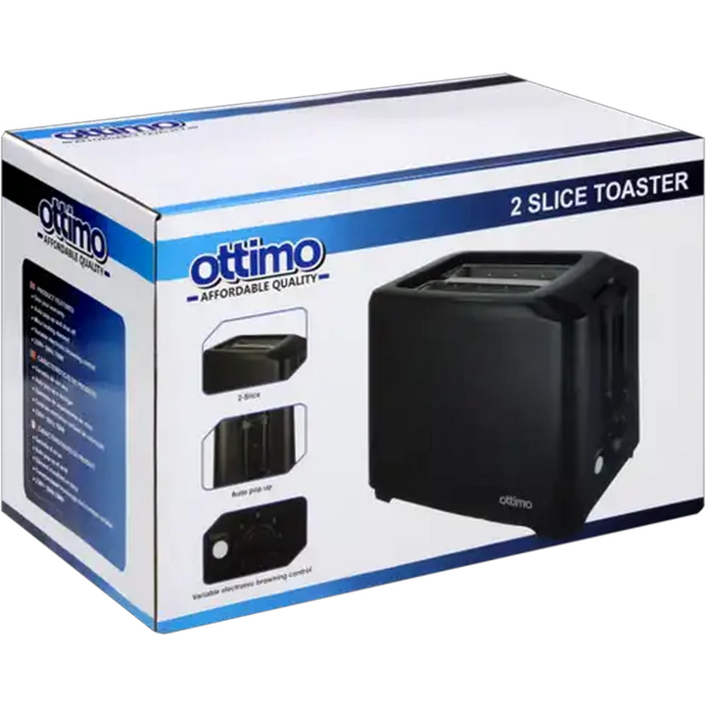 Image of Ottimo 2-Slice Black Toaster 750W