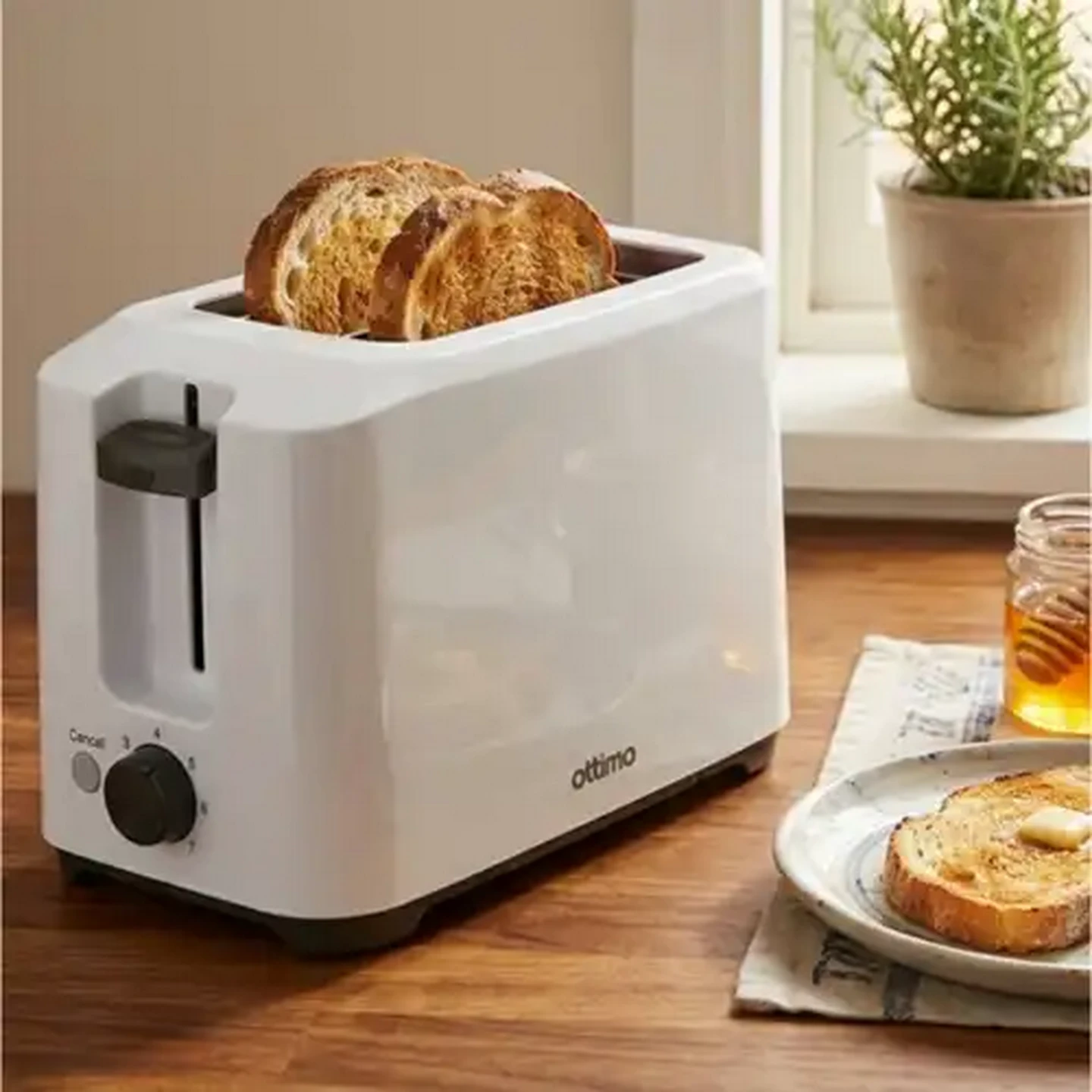 Image of Ottimo White 2-Slice Toaster 750W