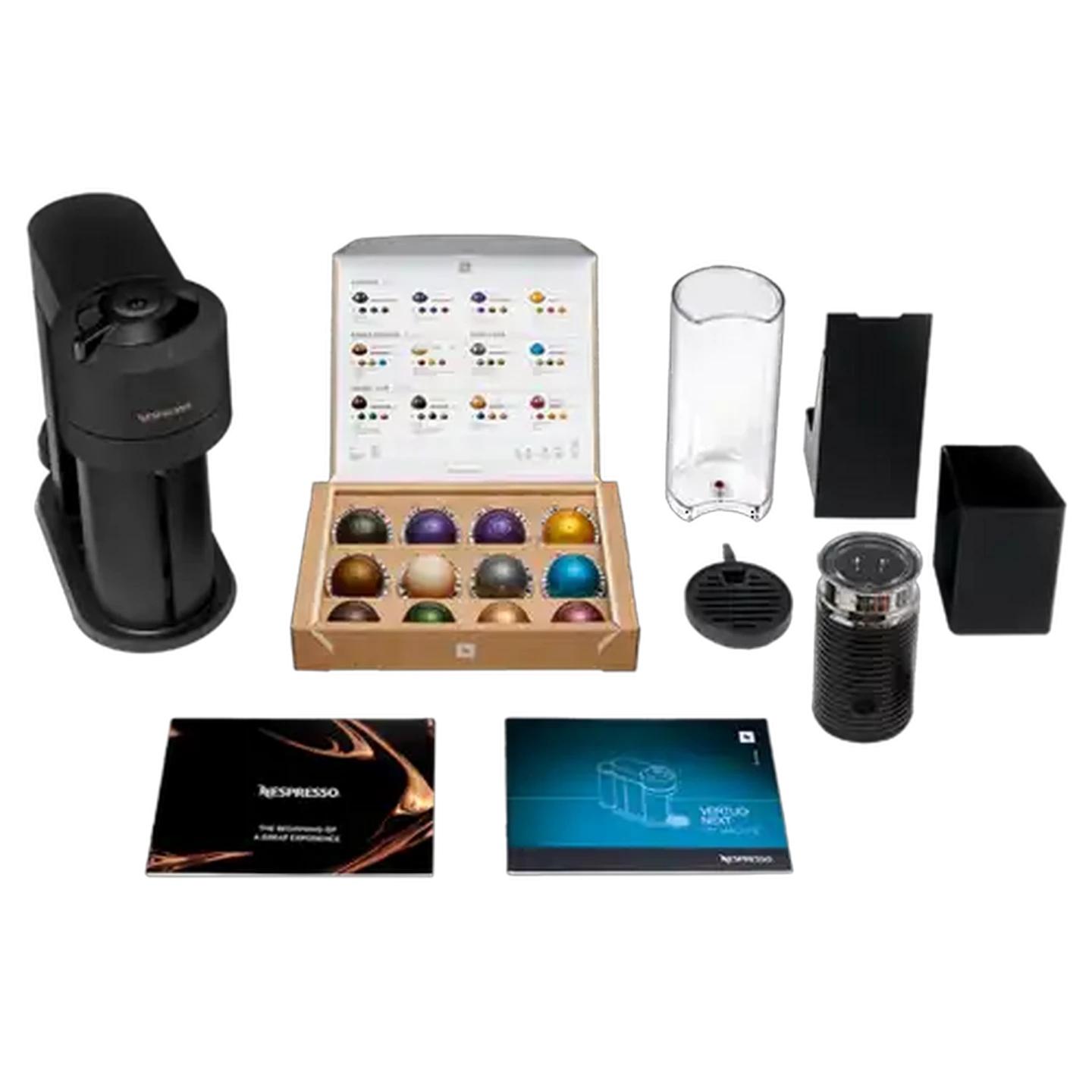 Image of Nespresso Vertuo Next Matt Black Coffee Machine with Nespresso Aeroccino 3 Milk Frother 1260W