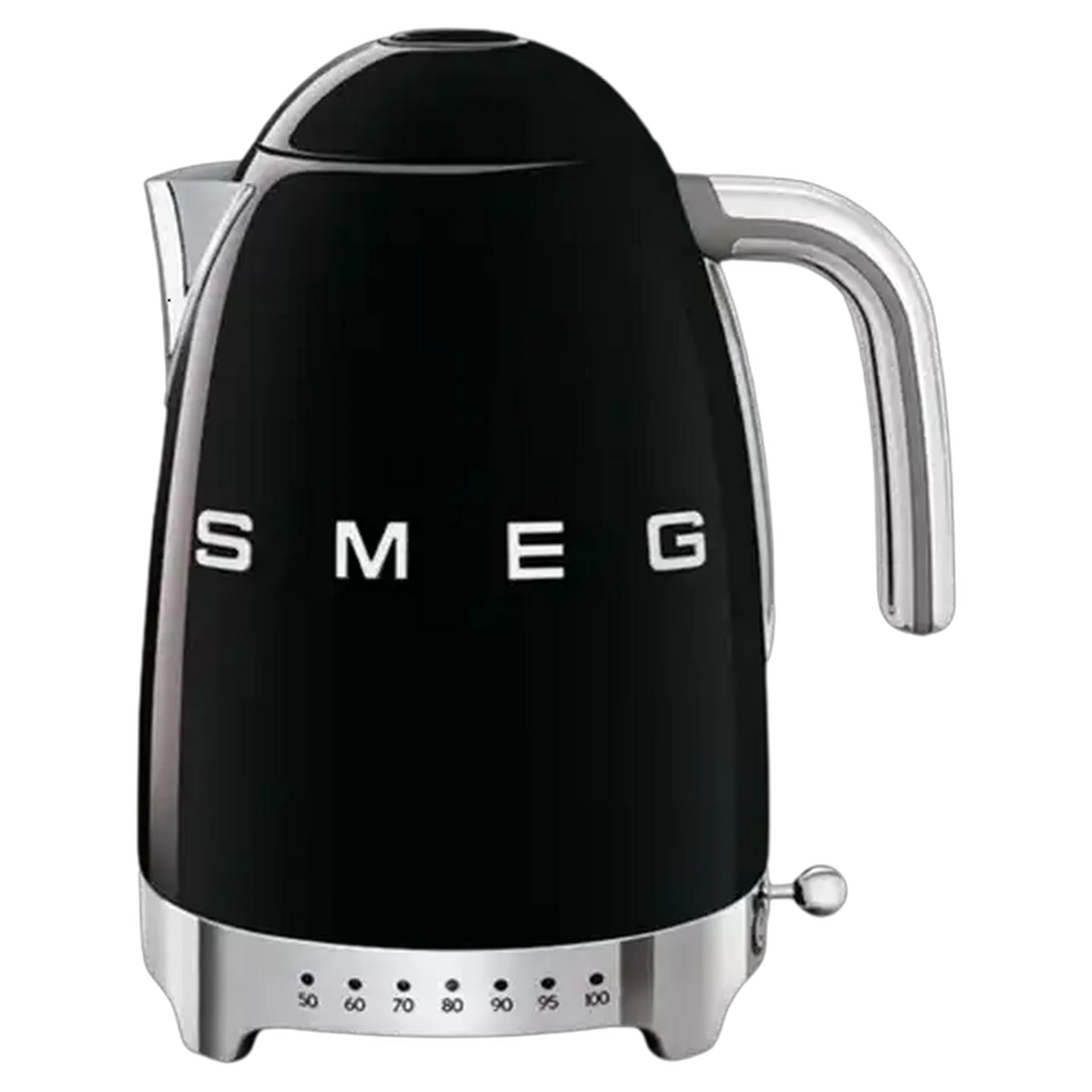 Image of Smeg Glossy Black Retro Variable Temperature Cordless Kettle 1.7L