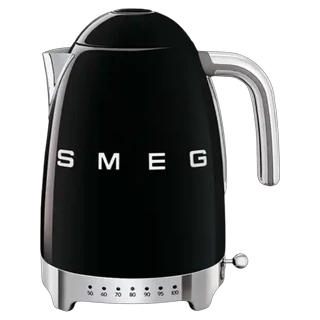 Smeg Glossy Black Retro Variable Temperature Cordless Kettle 1.7L