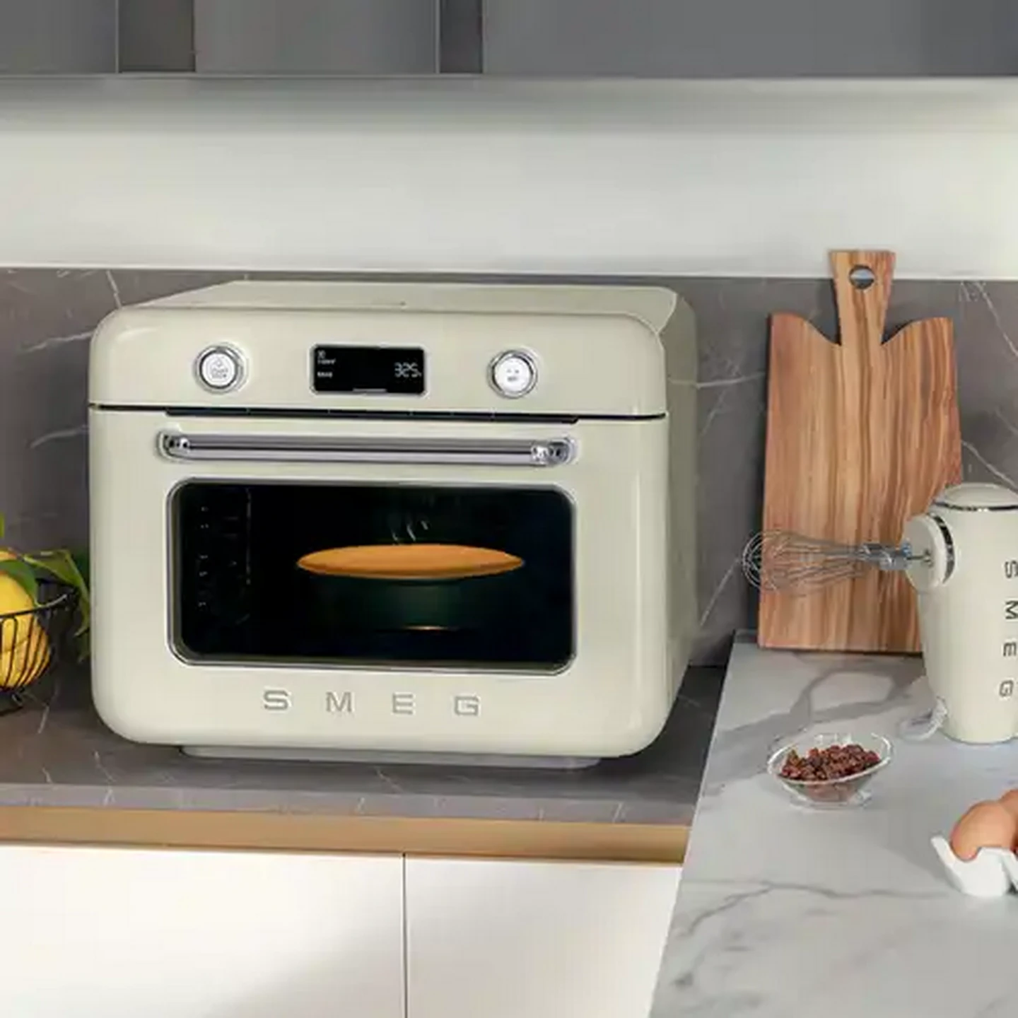 Image of Smeg Cream Retro Countertop Steam Oven 30L