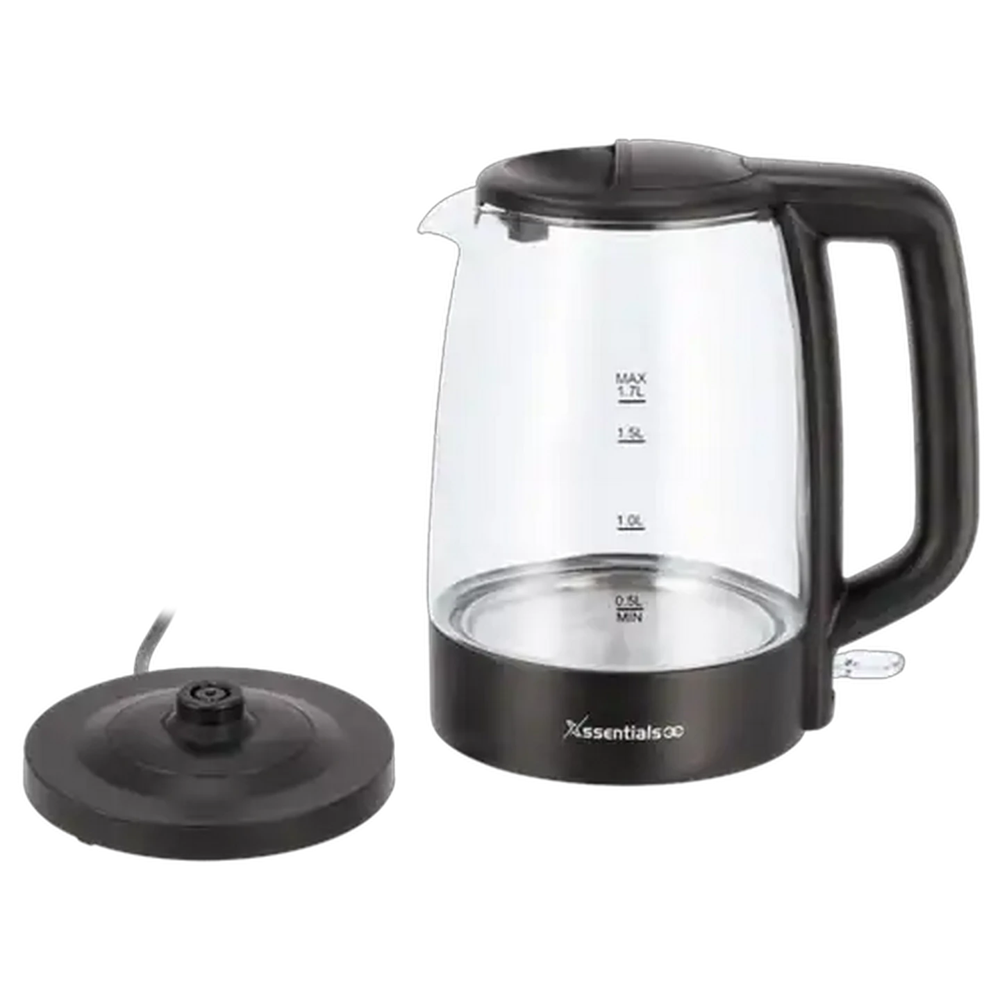 Image of Essentials Black KEG5826E-GS Cordless Glass Kettle 1.7L