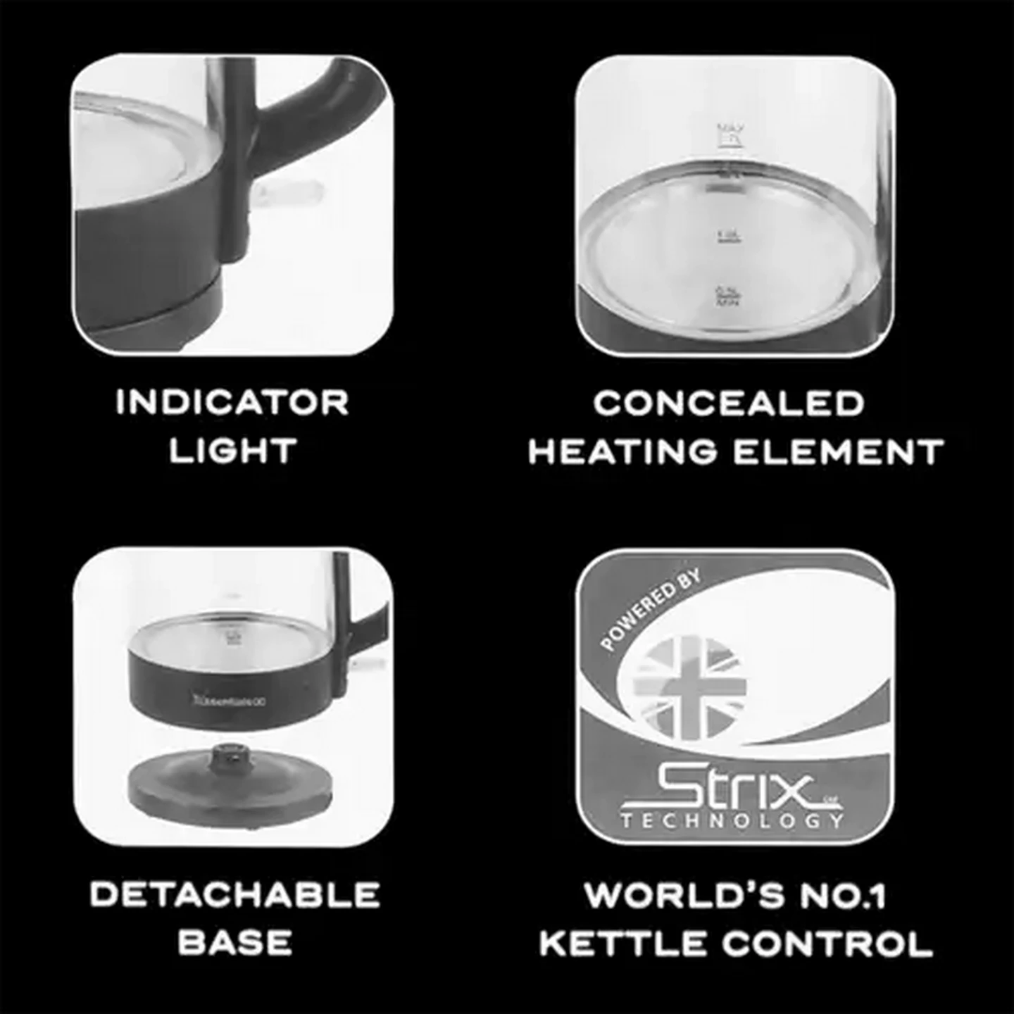 Image of Essentials Black KEG5826E-GS Cordless Glass Kettle 1.7L