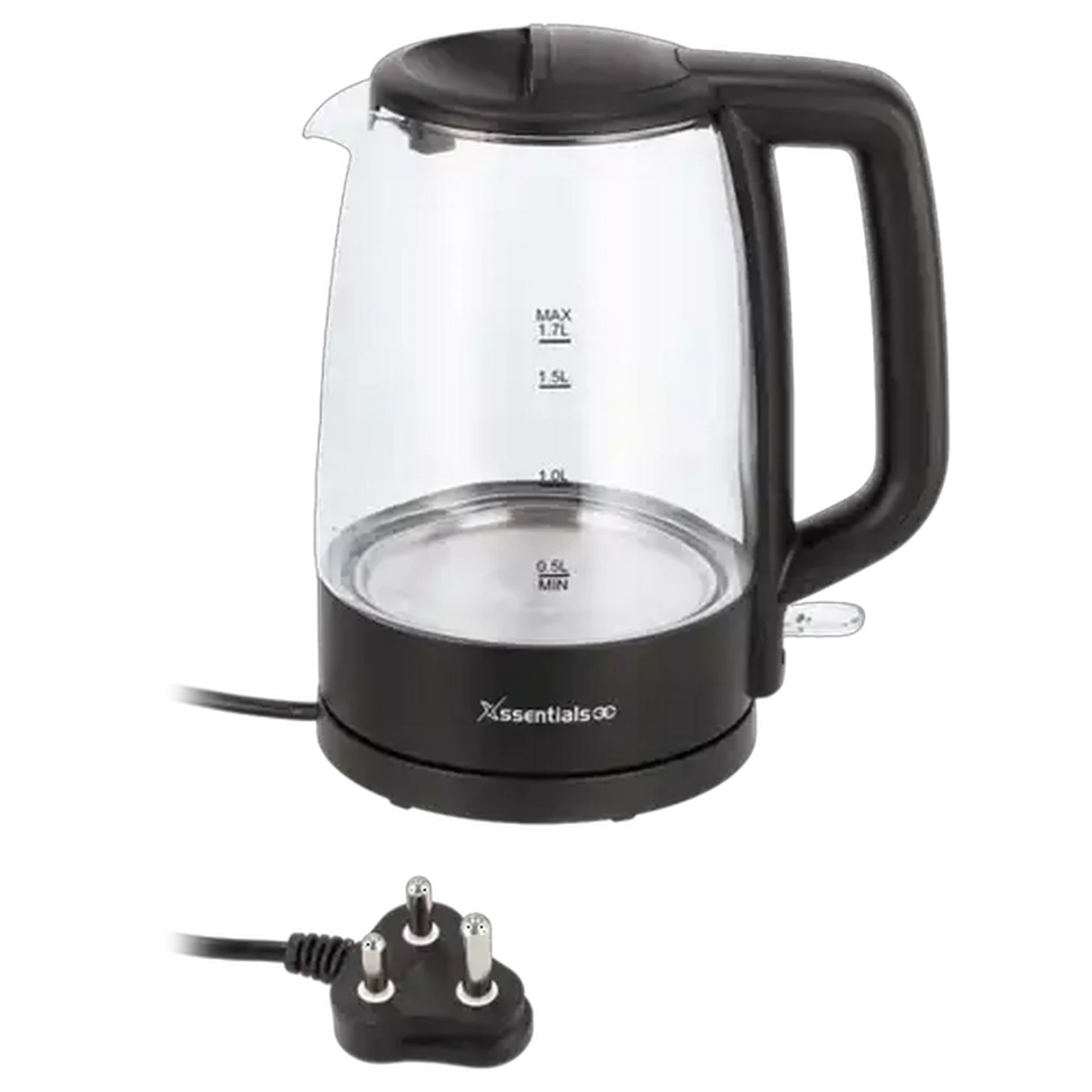 Image of Essentials Black KEG5826E-GS Cordless Glass Kettle 1.7L