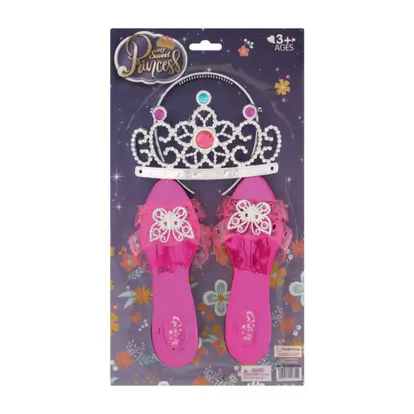 Image of Pink & Clear Sweet Princess Crown and Shoes Beauty Set 3 Piece