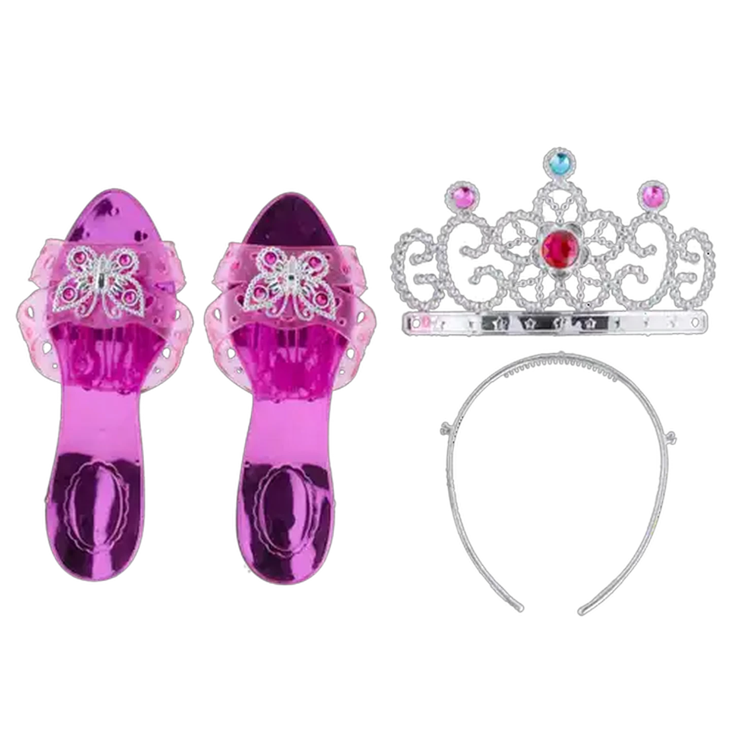 Image of Pink & Clear Sweet Princess Crown and Shoes Beauty Set 3 Piece