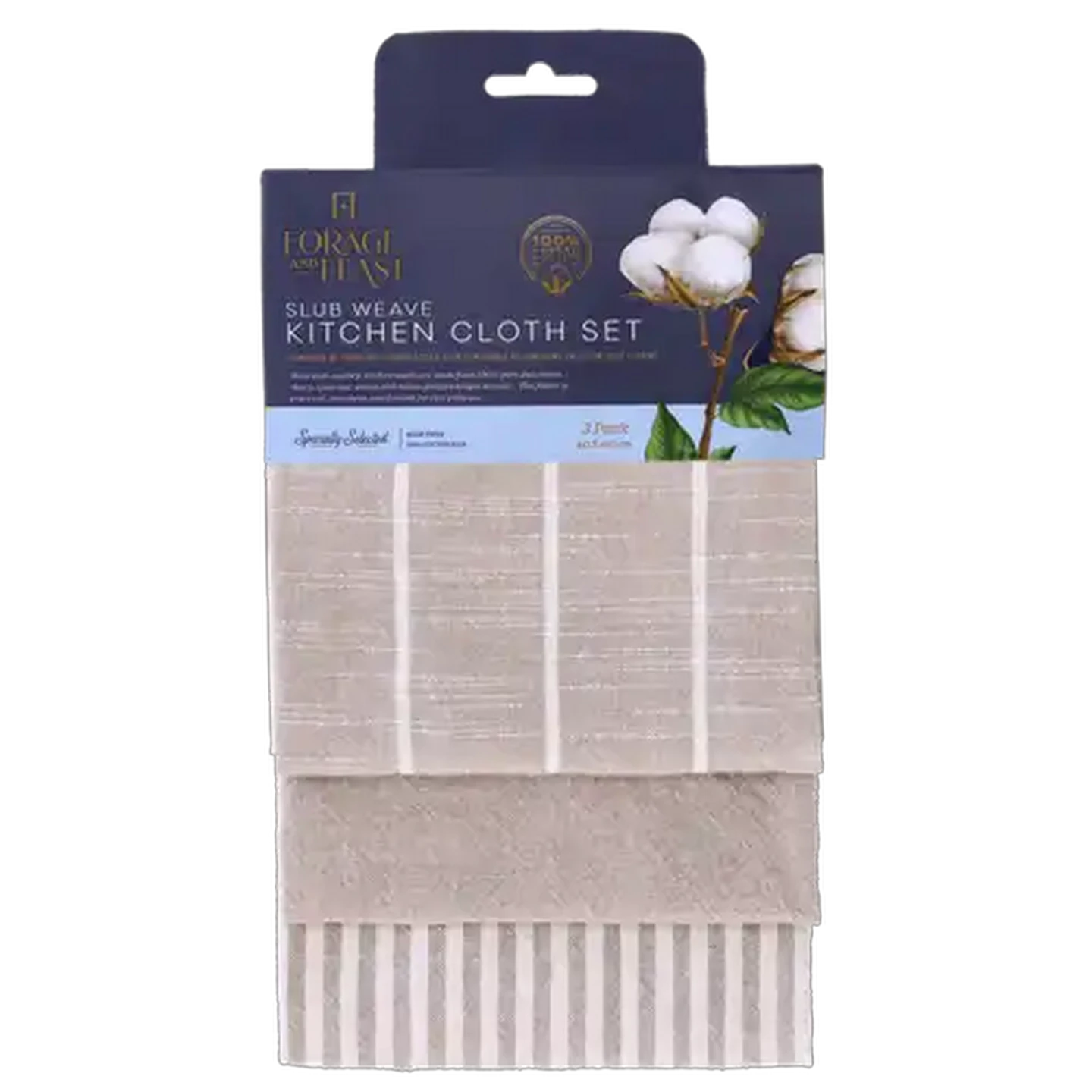 Image of Forage and Feast Stone Adoro Kitchen Cloth Set 3 Pack 40 x 60cm