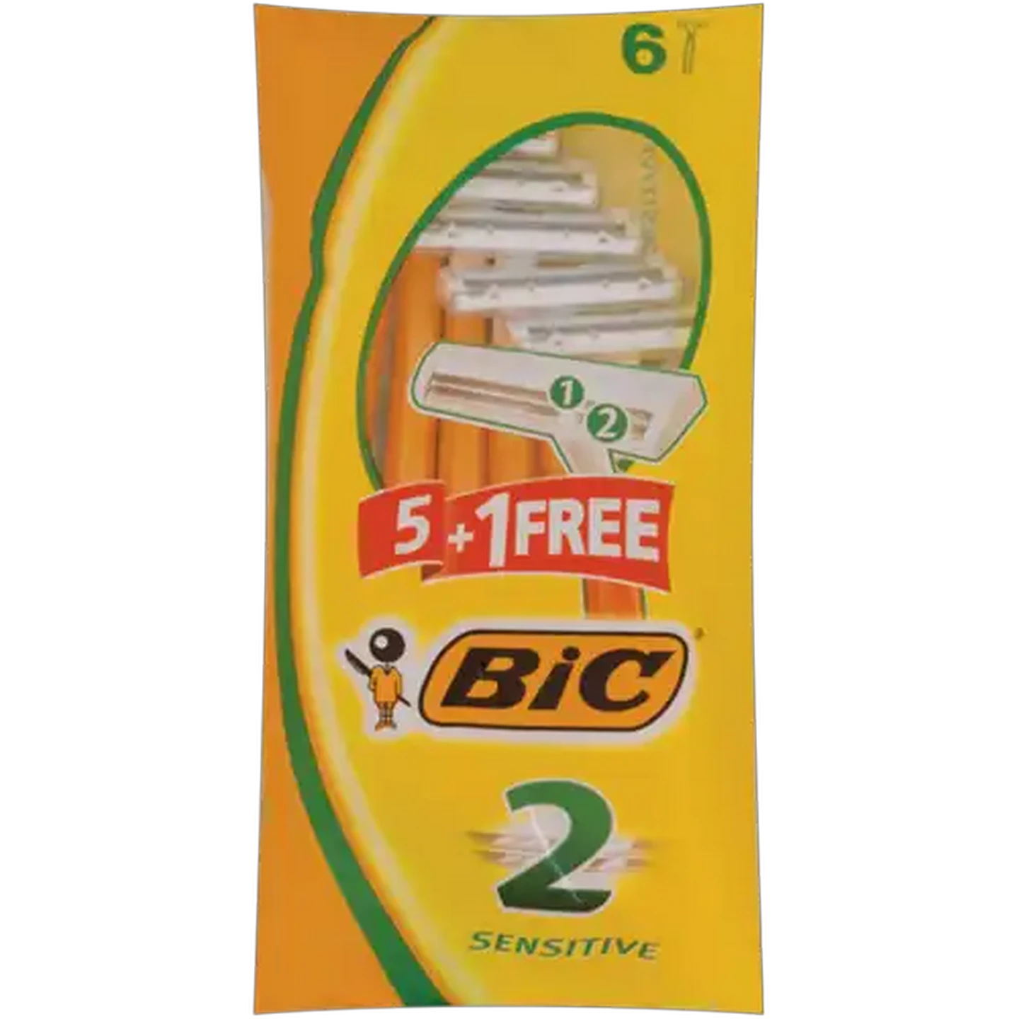 Image of BIC 2 Sensitive Men's Disposable Razors Pouch 5 Pack +1 Free