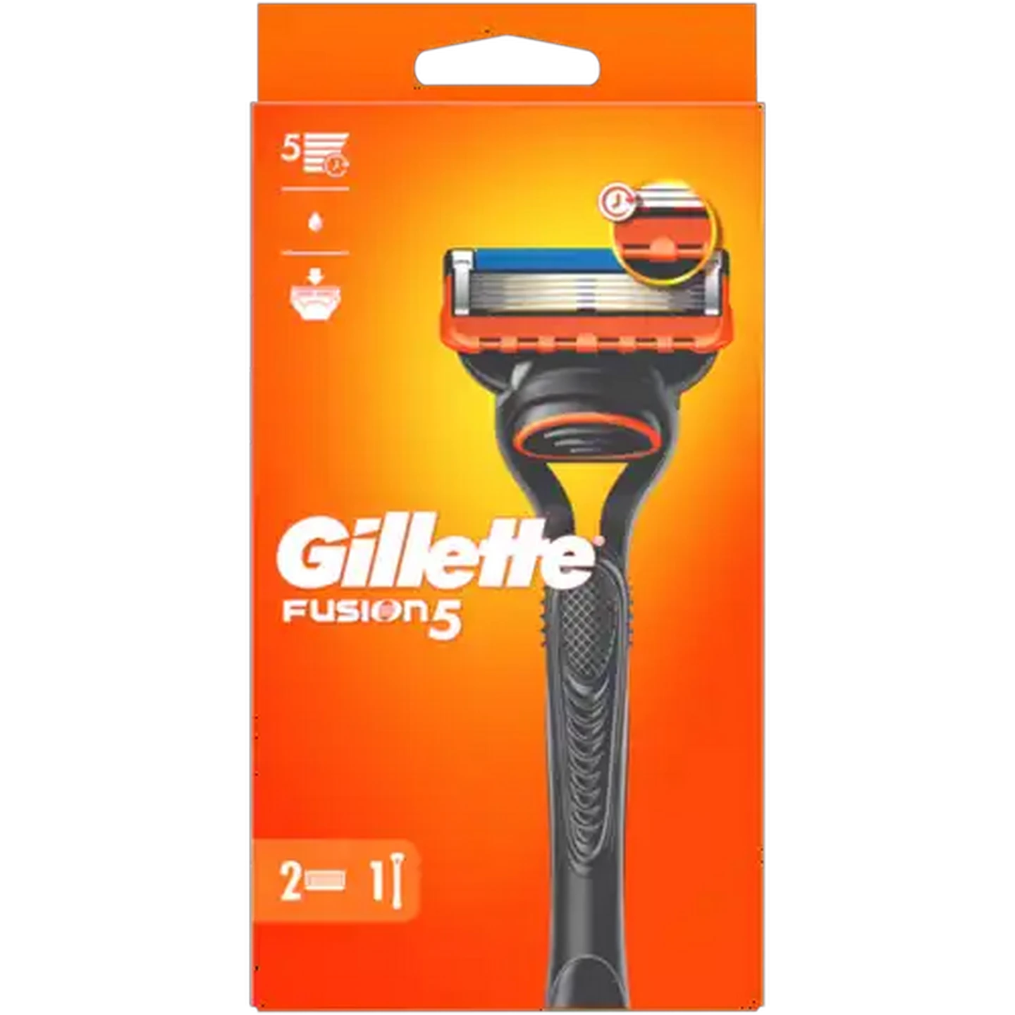 Image of Gillette Fusion5 Grey, Orange Razor with Cartridges 3 Piece