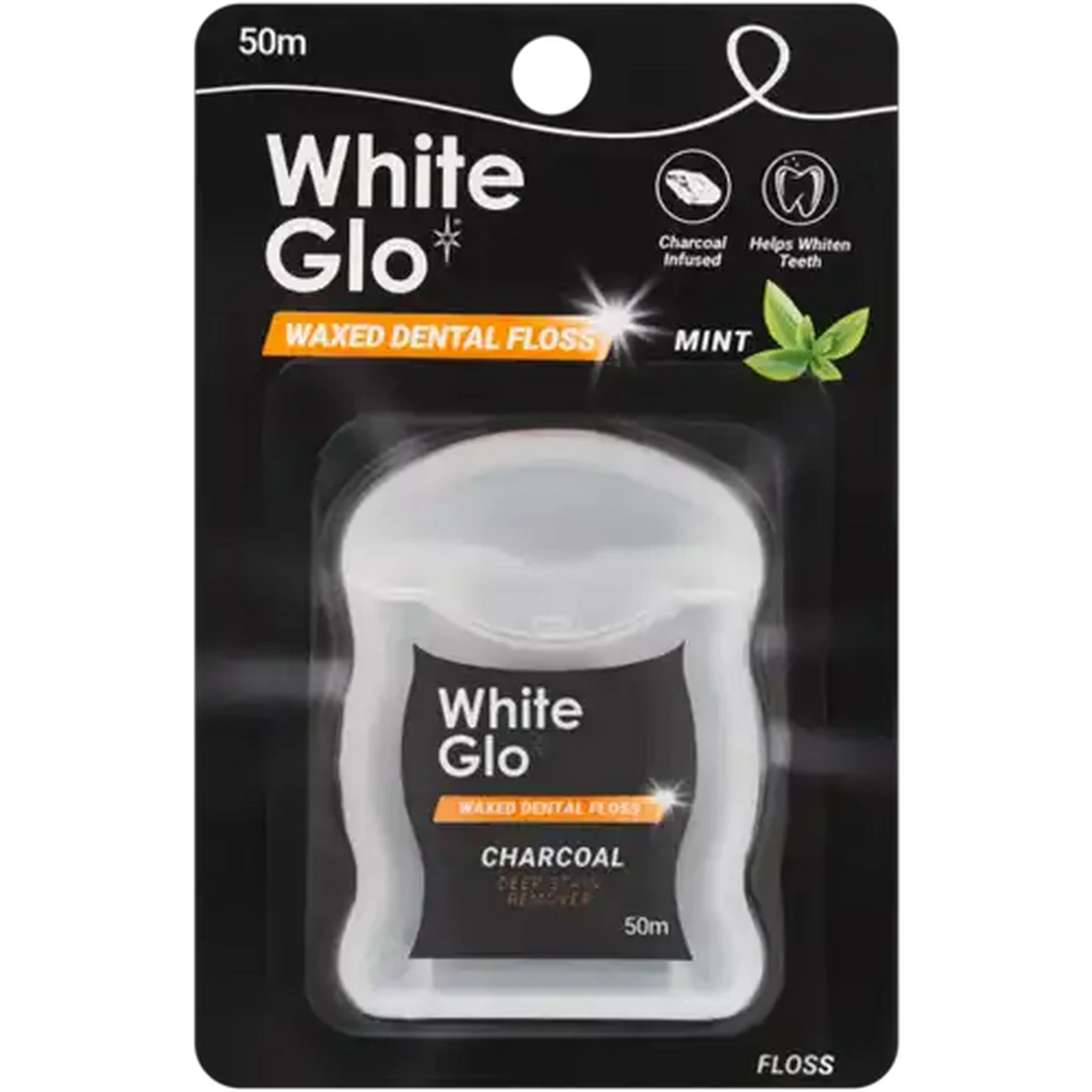 Image of White Glo Charcoal Waxed Dental Floss 50m