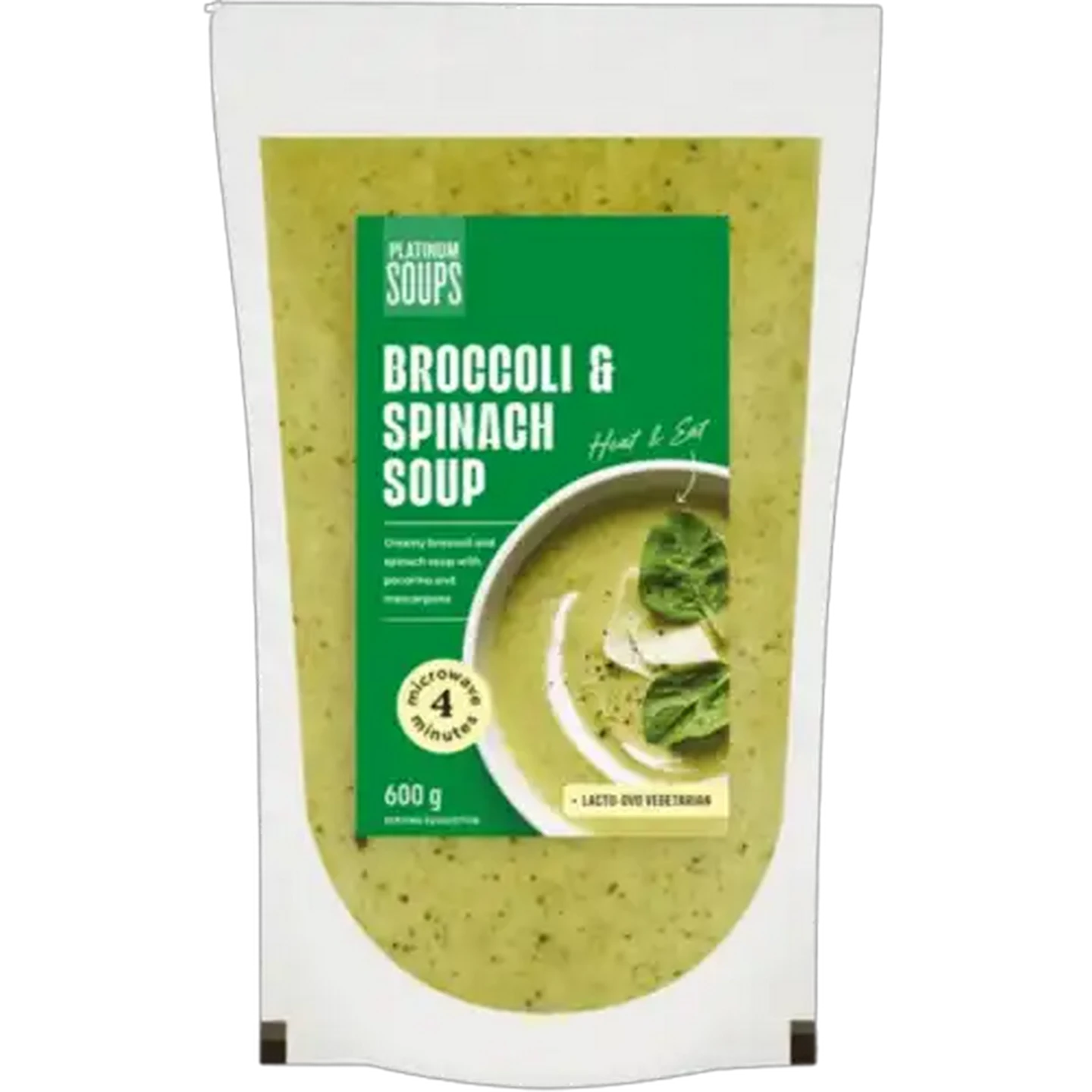 Image of Platinum Soups Heat & Eat Broccoli & Spinach Soup 600g