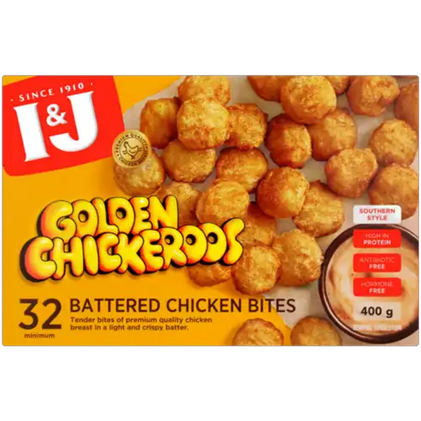 Image of I&J Golden Chickeroos Frozen Southern Style Battered Chicken Bites 400g