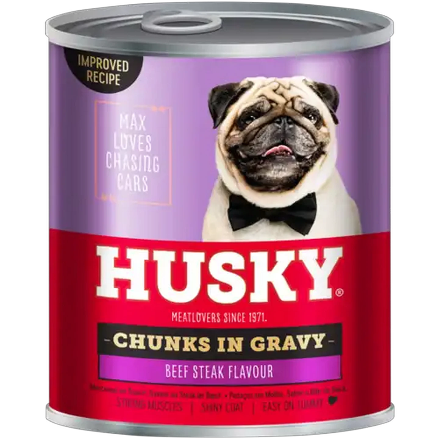 Image of Husky Chunks In Gravy Beef Steak Dog Food 775g