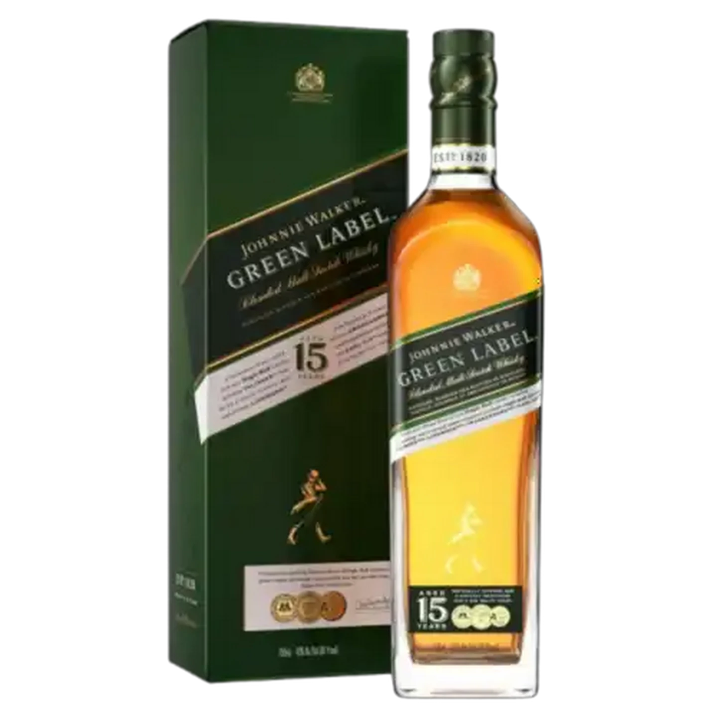 Image of Johnnie Walker Green Label 15 Year Old Blended Malt Scotch Whisky Bottle 750ml