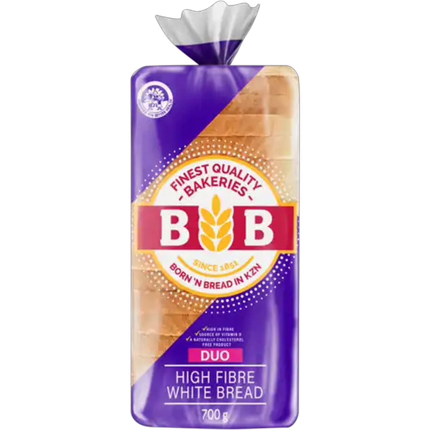Image of BB Bakeries Duo High Fibre Sliced White Bread Loaf 700g