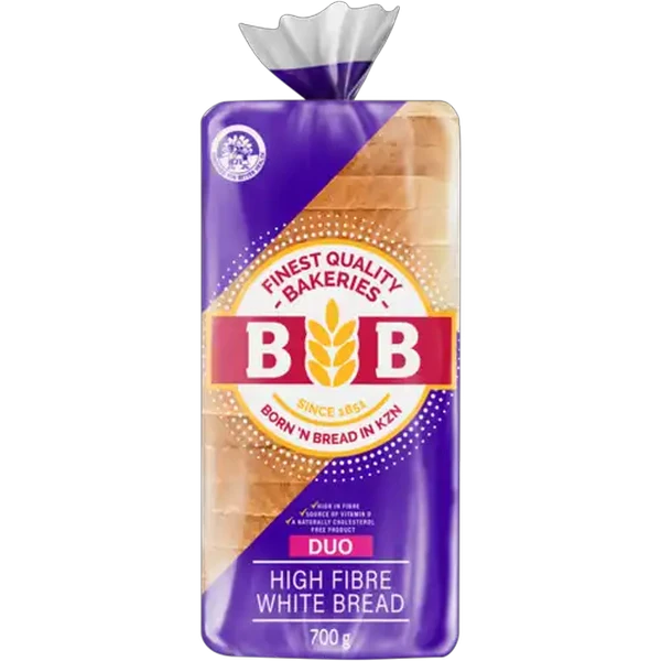 BB Bakeries Duo High Fibre Sliced White Bread Loaf 700g