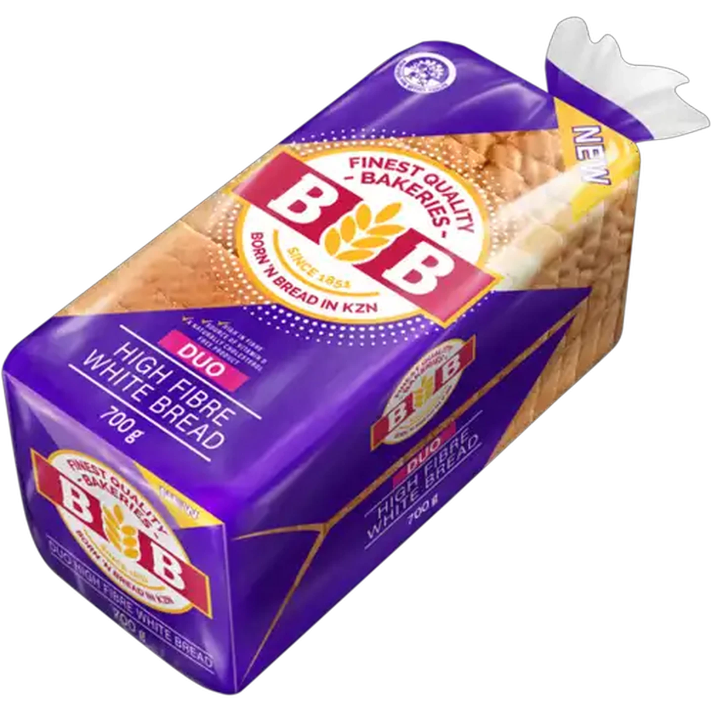 Image of BB Bakeries Duo High Fibre Sliced White Bread Loaf 700g