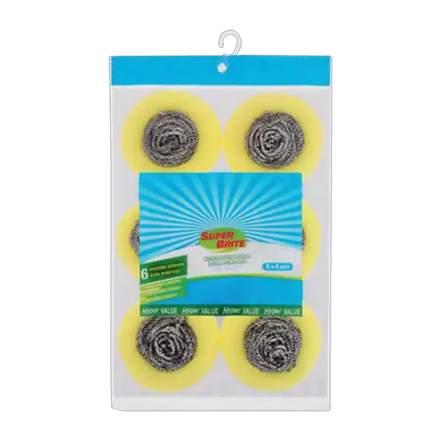 Image of Super Brite Duel Purpose Steel Scrubber Sponge 6 Pack