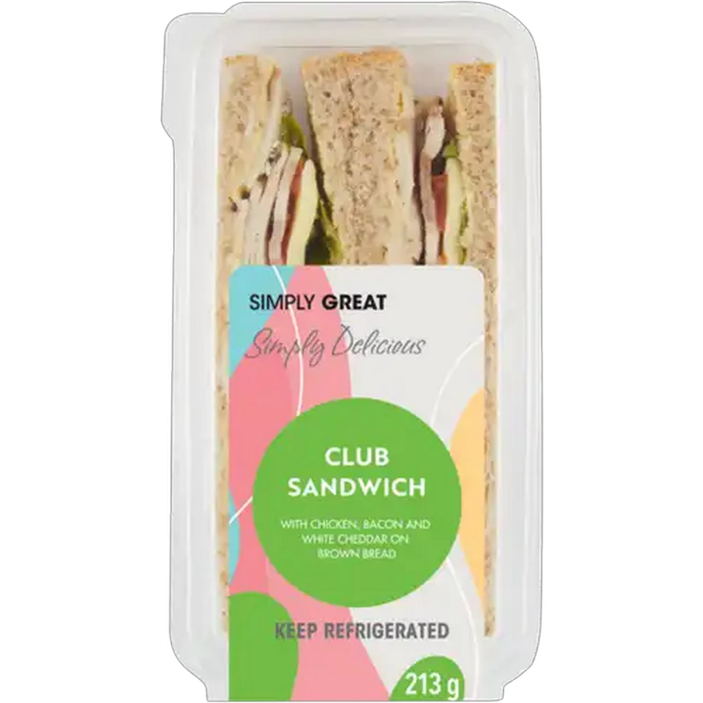Image of Simply Great Chicken Bacon & White Cheddar Brown Bread Club Sandwich 213g