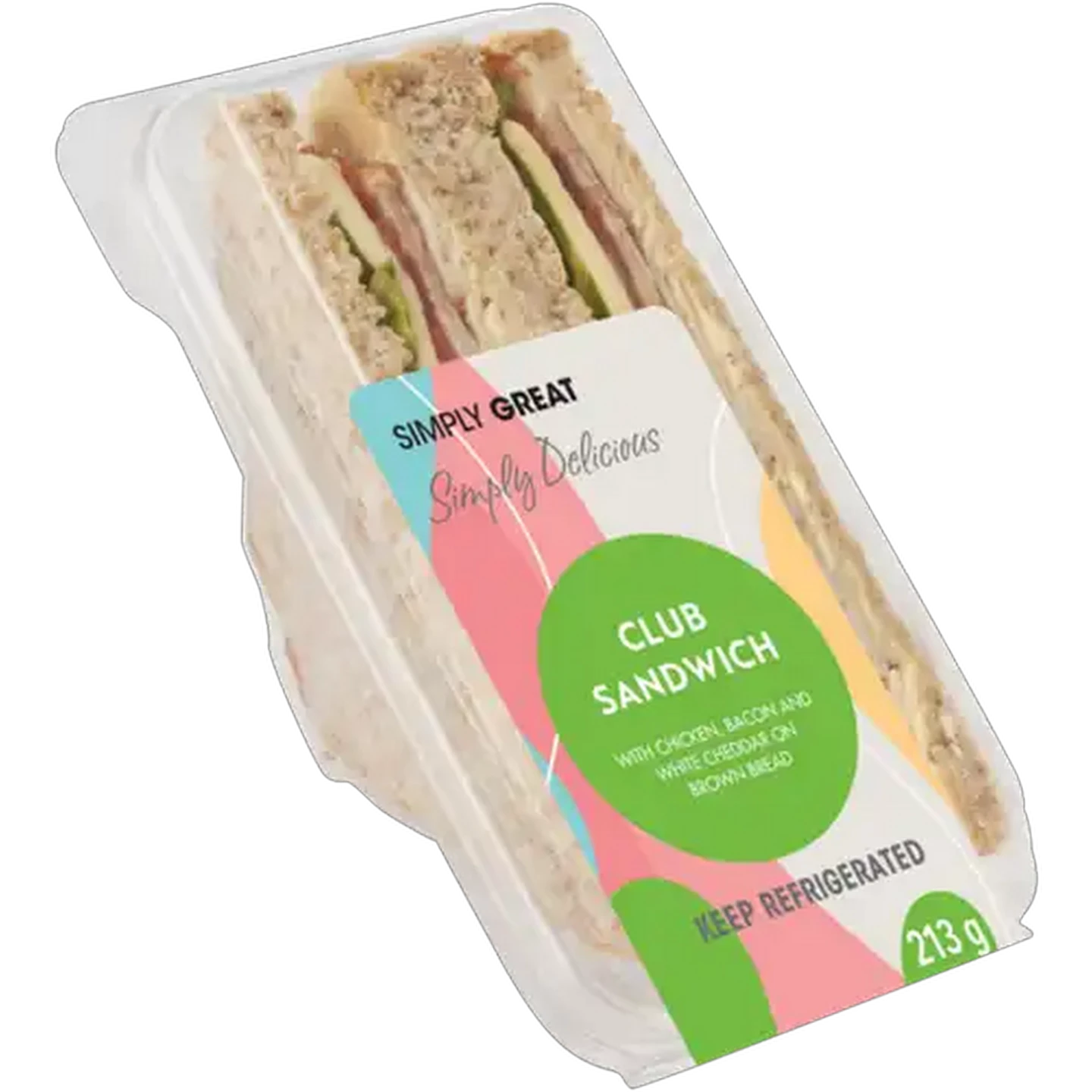 Image of Simply Great Chicken Bacon & White Cheddar Brown Bread Club Sandwich 213g
