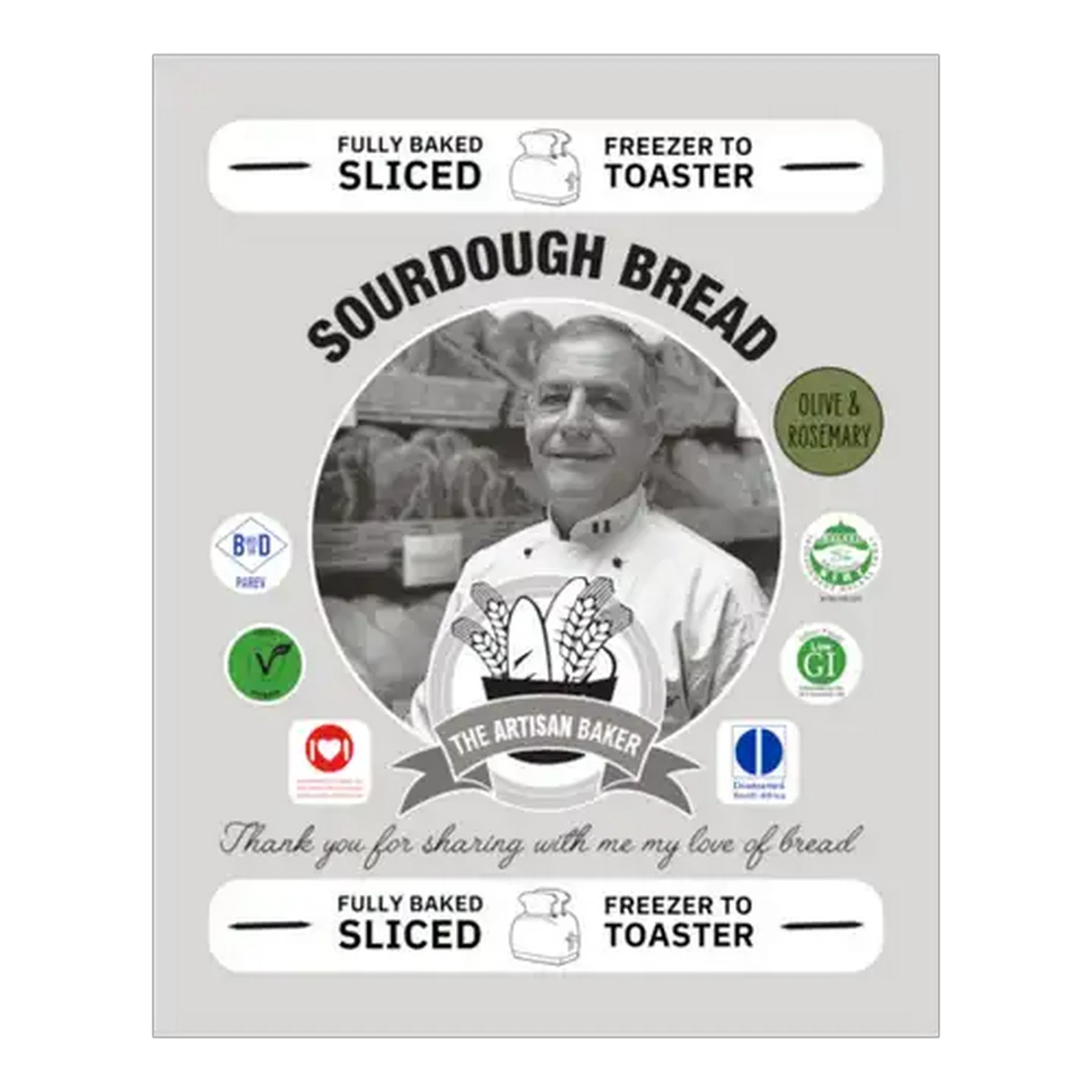 Image of The Artisan Baker Frozen Olive & Rosemary Sourdough Bread