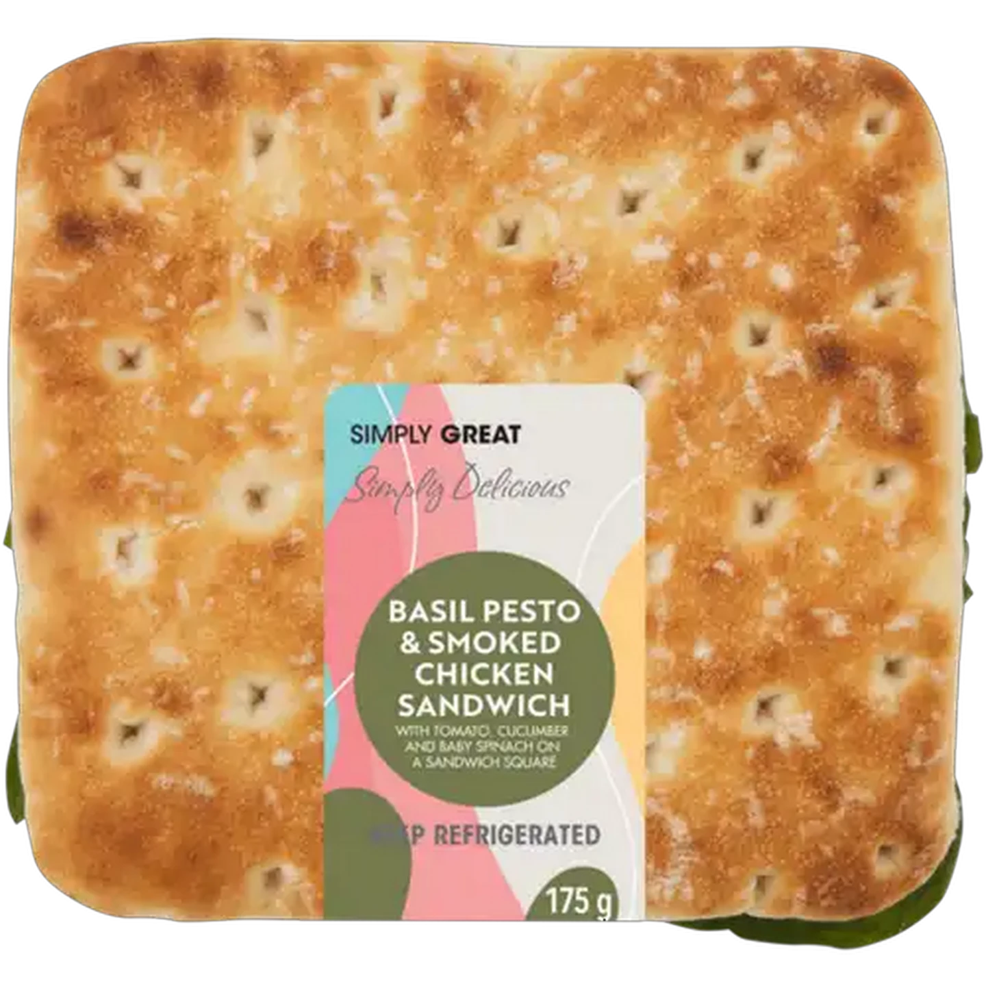 Image of Simply Great Basil Pesto & Smoked Chicken Sandwich 175g